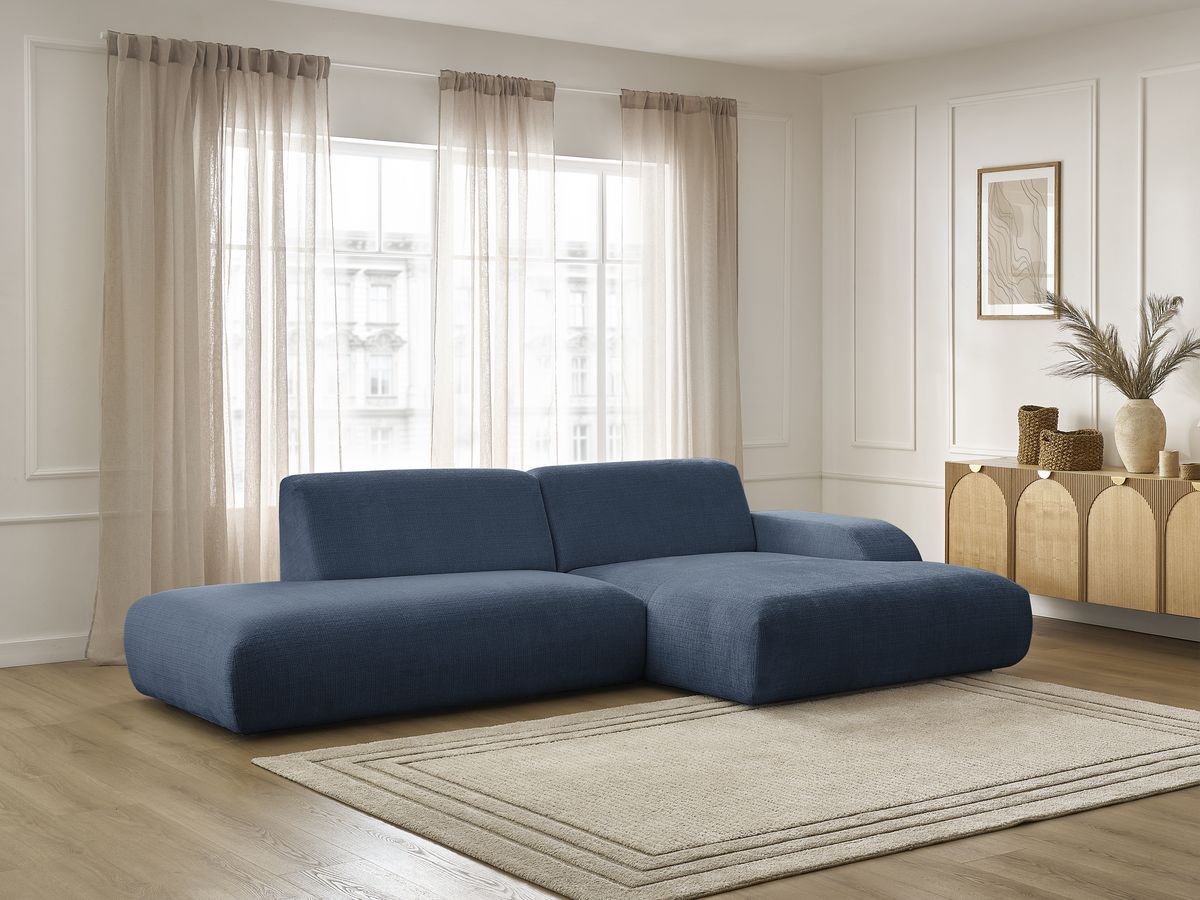 Bobochic Sirius Ecksofa 300 × 170 cm Strukturstoff Dunkelblau Ecke rechts