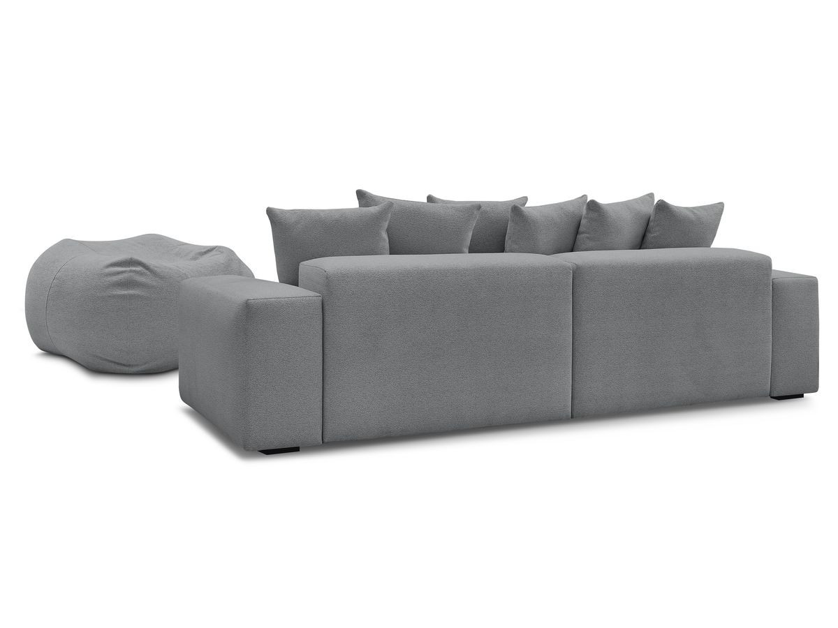 Bobochic Voltaire Sofa 5-Sitzer mit Pouf Melange-Stoff Dunkelgrau
