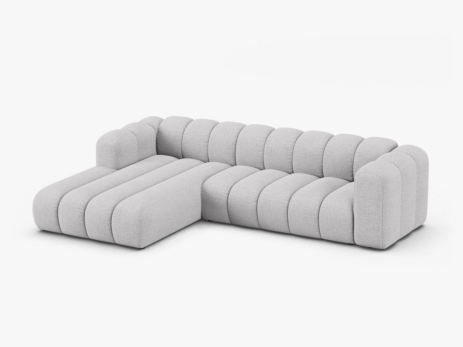 Micadoni Modulares Ecksofa Lupine 4-Sitzer Links Boucle Baloo Hellgrau