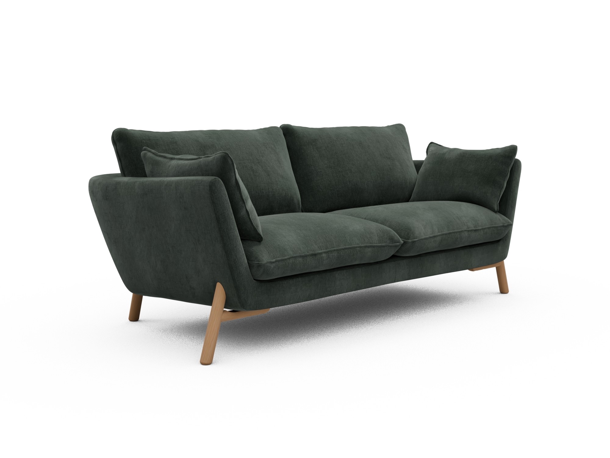 Skandi Home Sofa Emil 2-Sitzer Beinfarbe Eiche Natur Smooth-Laurel-Green moebelfaktor