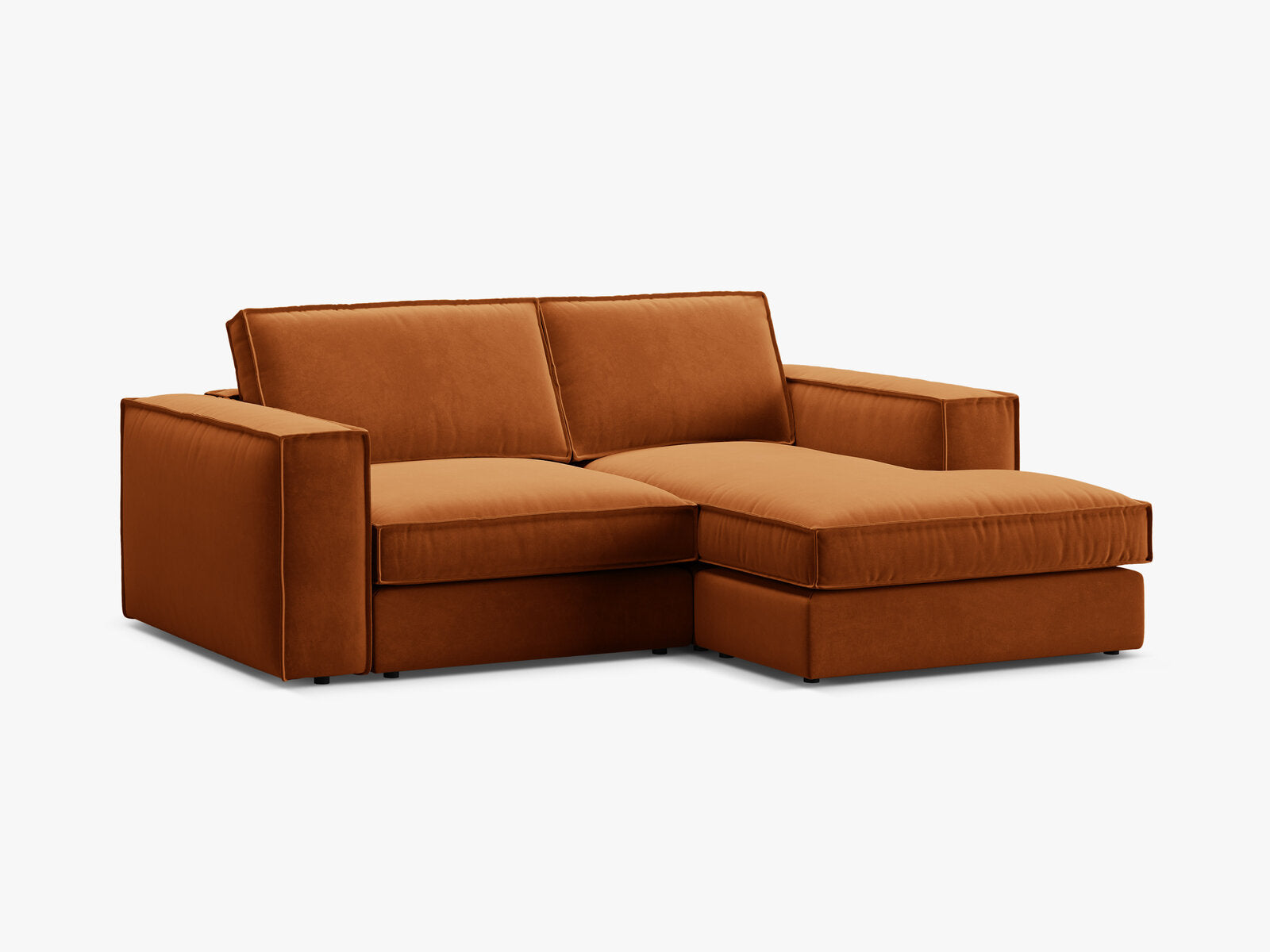 Micadoni modulares Ecksofa Pola 2-Sitzer kleine Version Rechts Samt Salvador Terrakotta