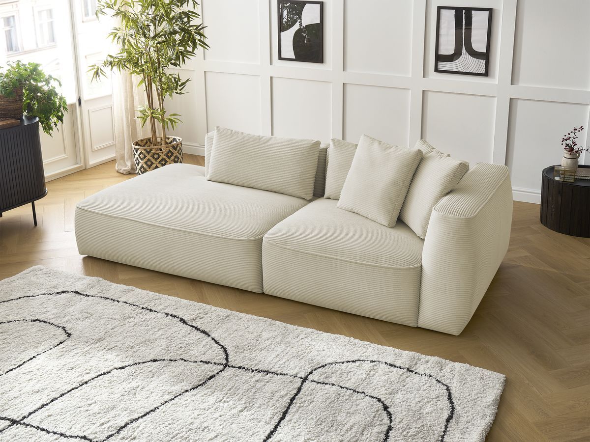 Bobochic Leopold Sofa 3-Sitzer Cordsamt Beige Armlehne rechts