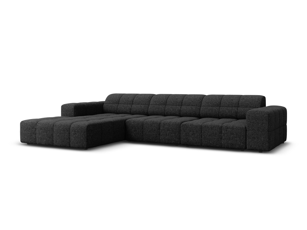 Cosmopolitan Design Ecksofa Chicago 4-Sitzer Chenille Haga Schwarz Links