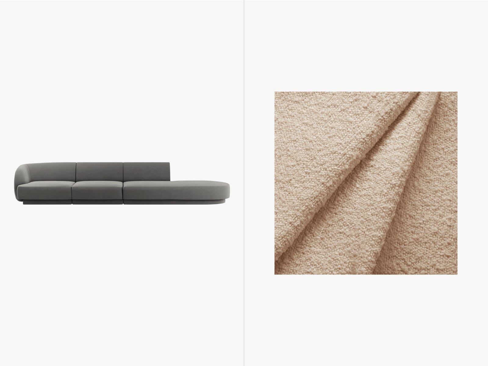Micadoni Sofa Miley 4-Sitzer Rechts Boucle Baloo Beige