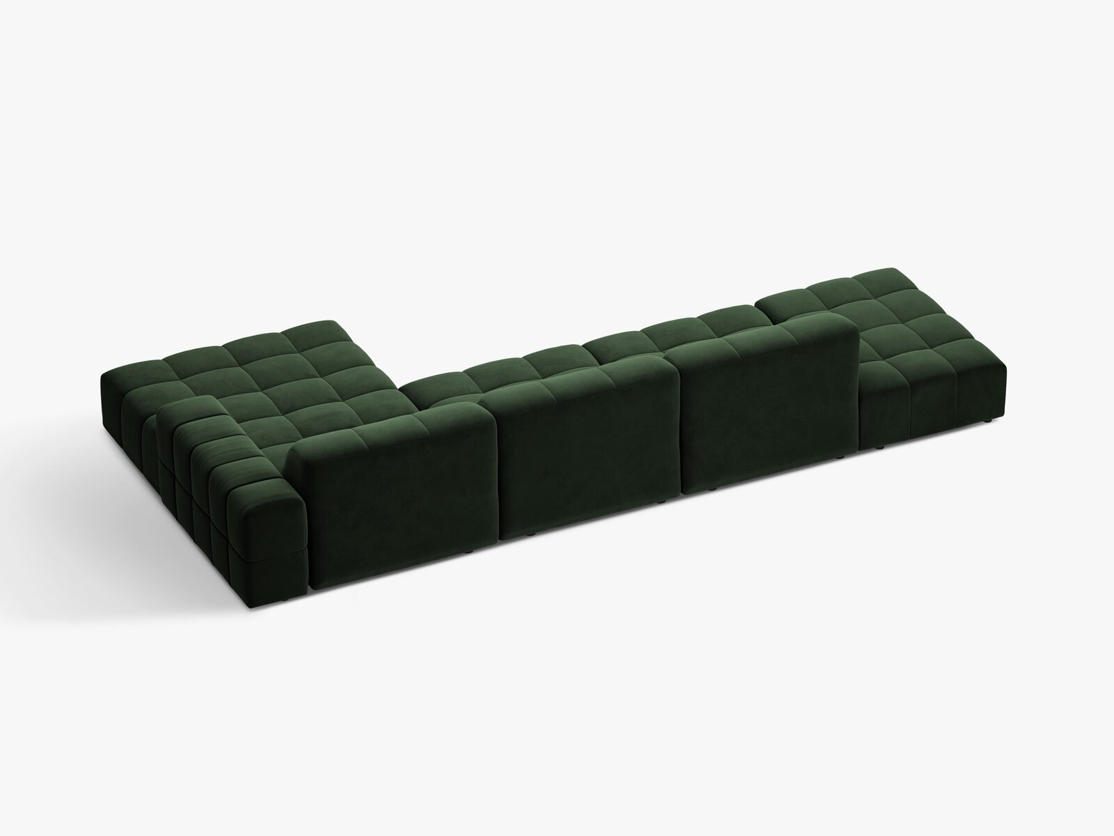 Micadoni Ecksofa Jennifer 5-Sitzer Samt Venus Flaschengrün Rechts