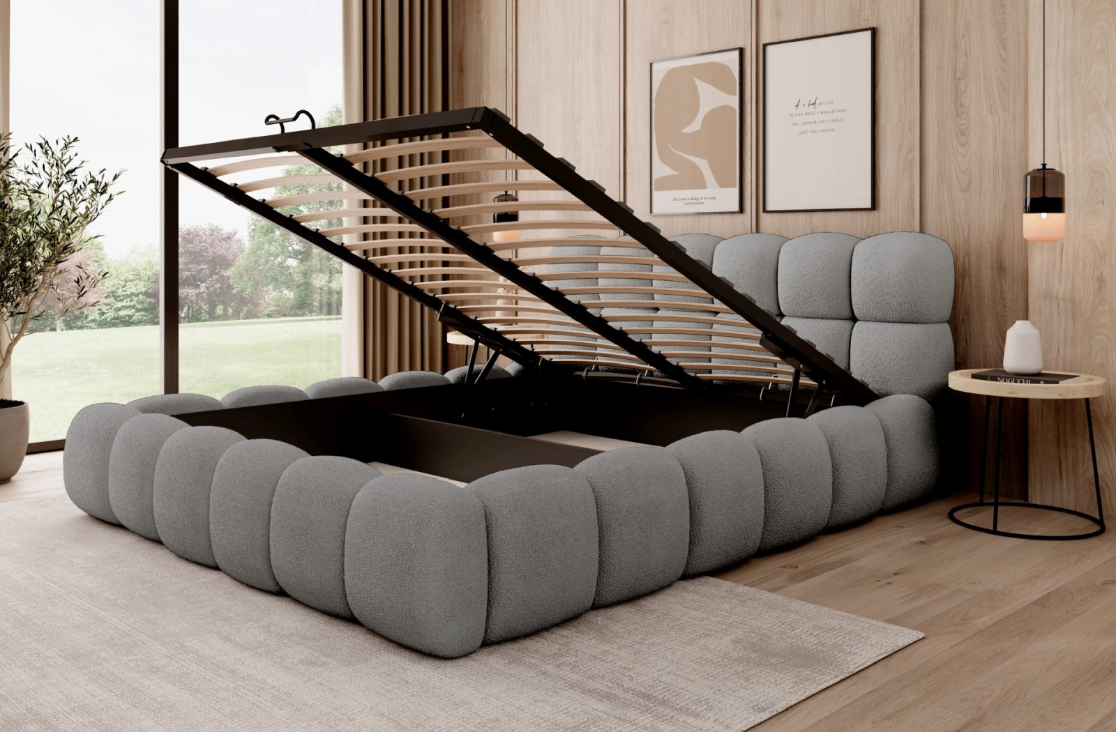 Polsterbett Vento Boucle 140x200 mit Metallrahmen Quelle 92