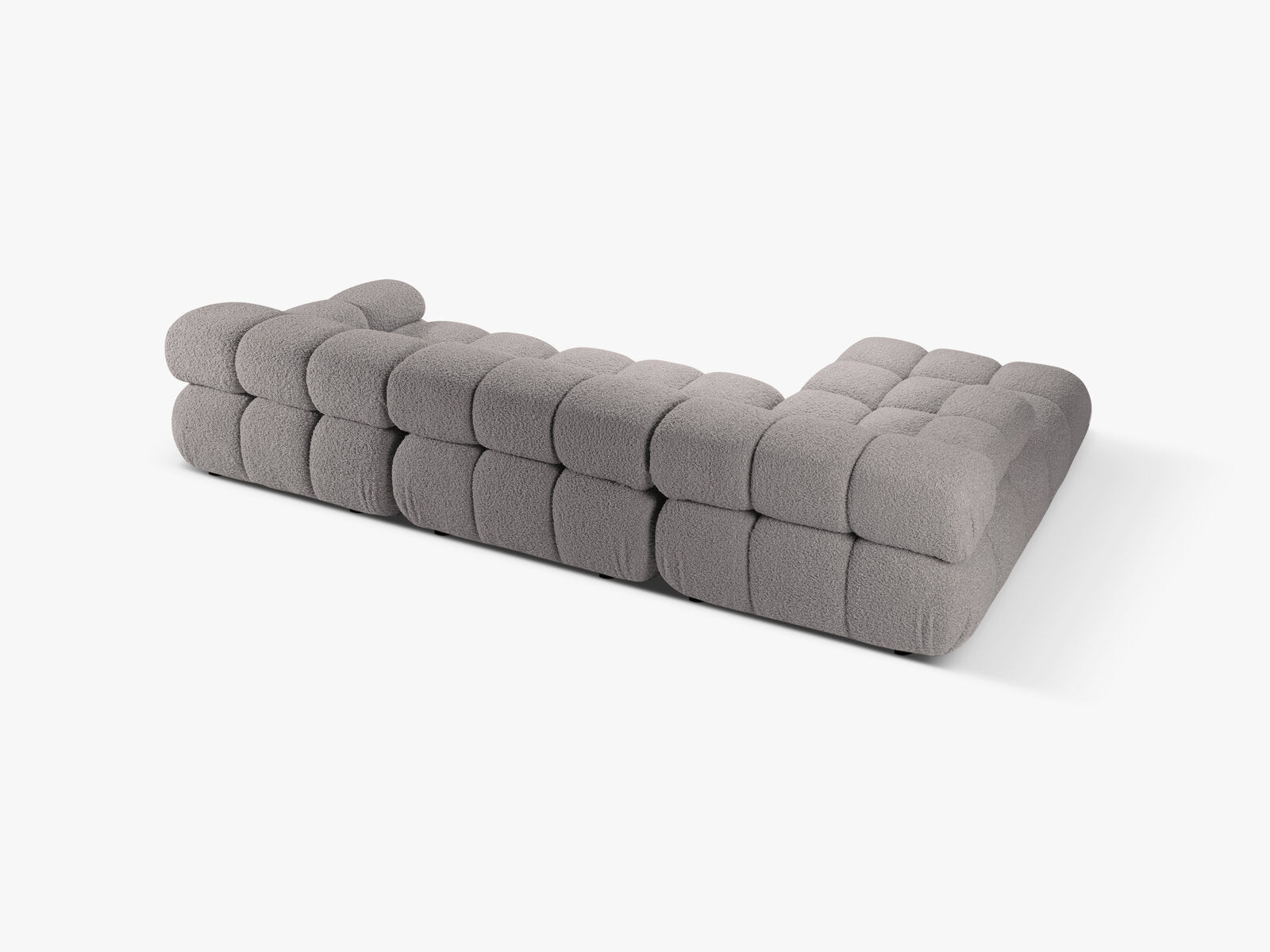Micadoni Modulares Ecksofa Bellis 4-Sitzer Links Boucle Rolf Hellgrau