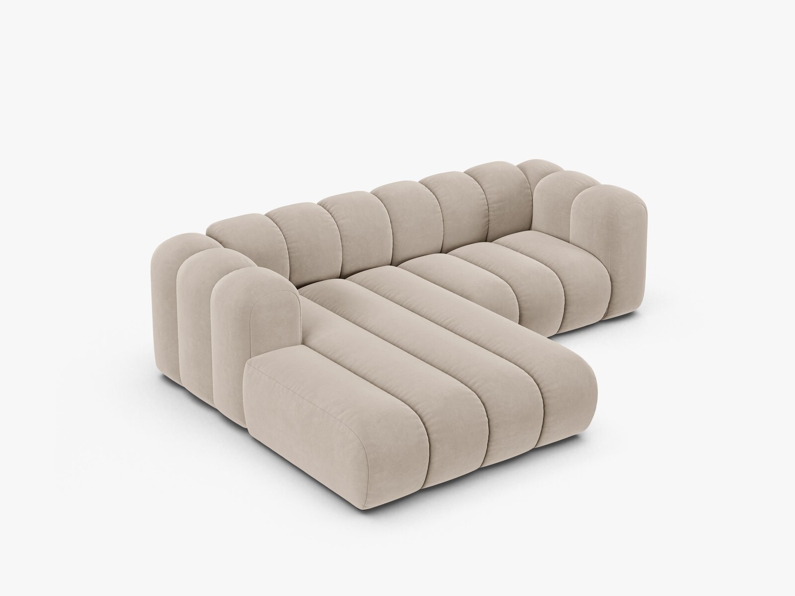 Micadoni Modulares Ecksofa Lupine 3-Sitzer Links Samt Salvador Beige