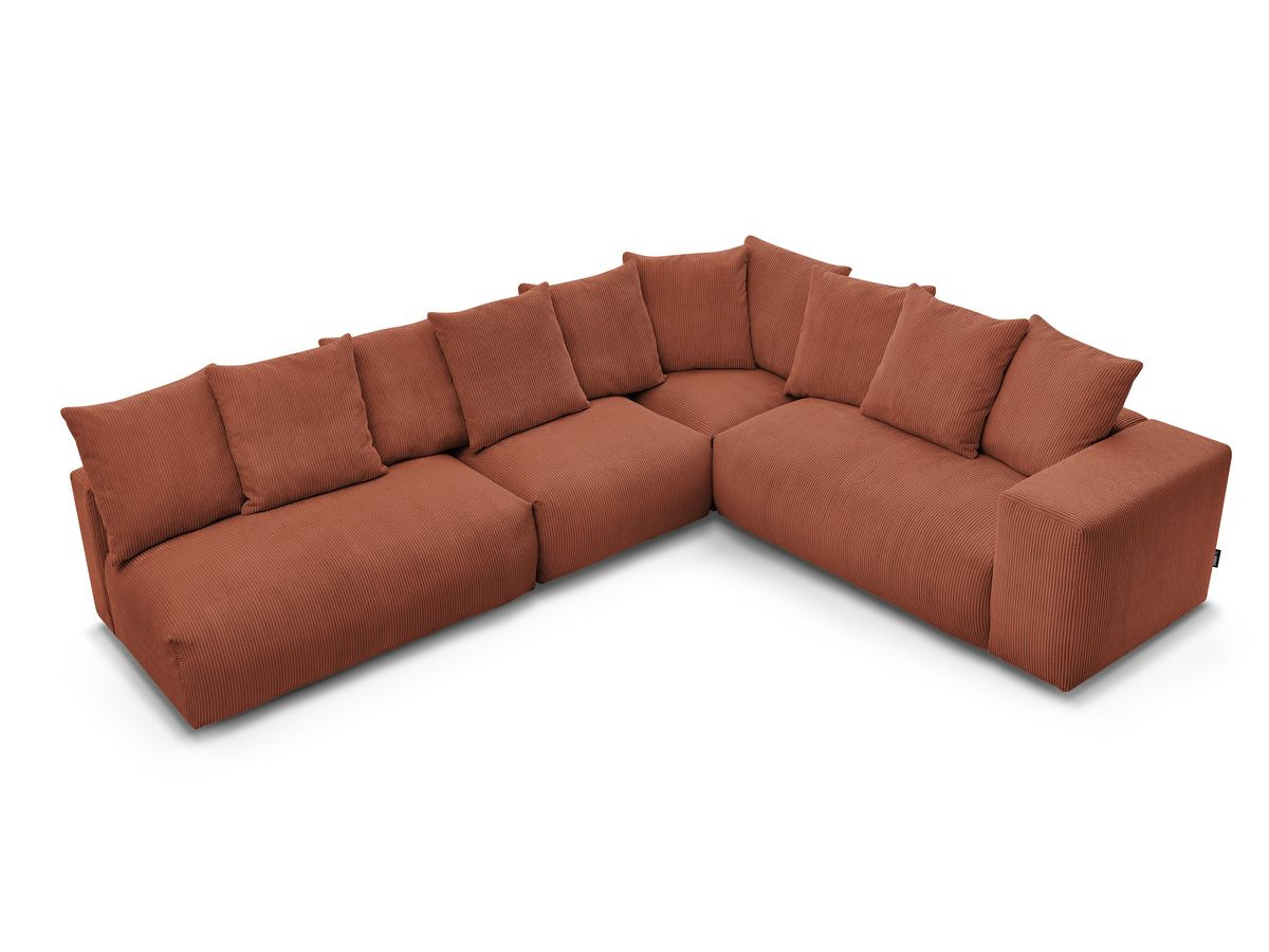 Bobochic Voltaire Ecksofa 322 × 268 cm Cordsamt Orange Ecke rechts