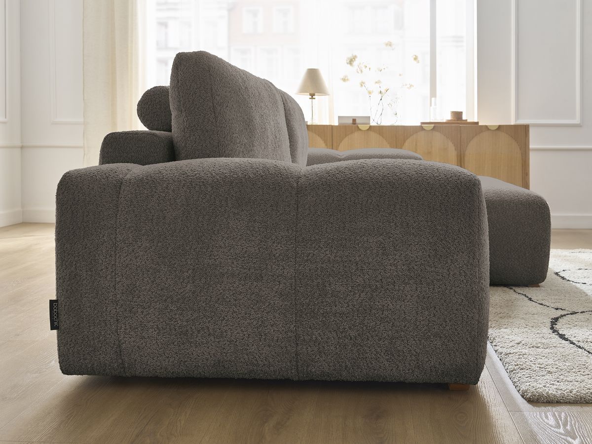 Bobochic Anakin Ecksofa, 2 Kissen Bouclé-Stoff Braun