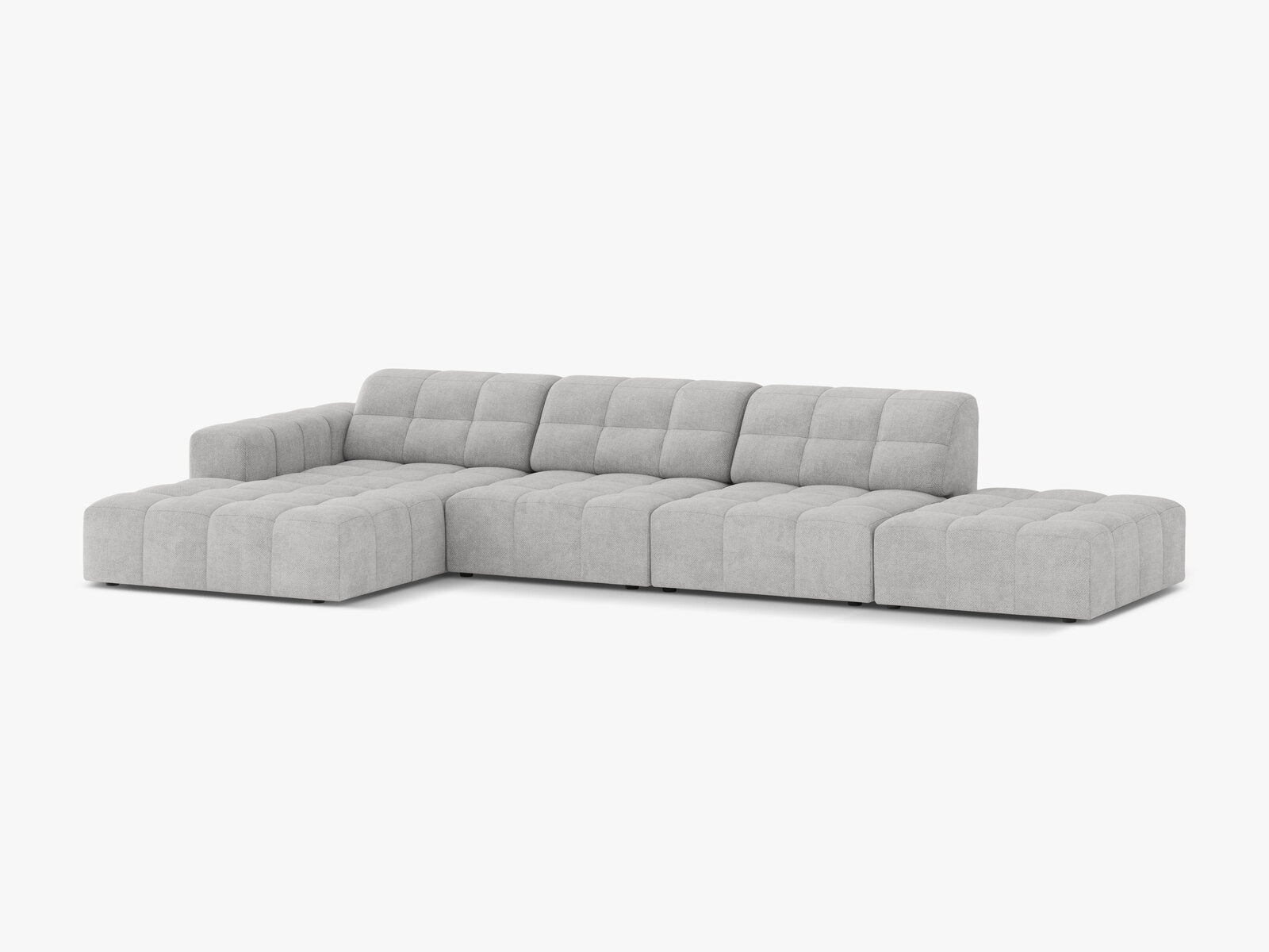 Micadoni Ecksofa Jennifer 5-Sitzer Links Chenille Eden Silber
