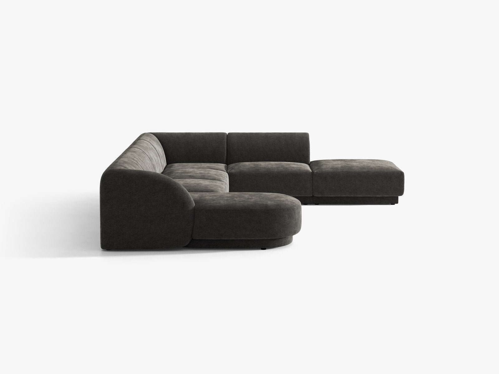 Micadoni Panorama-Ecksofa Miley 6-Sitzer Chenille Eden Dunkelgrau Rechts
