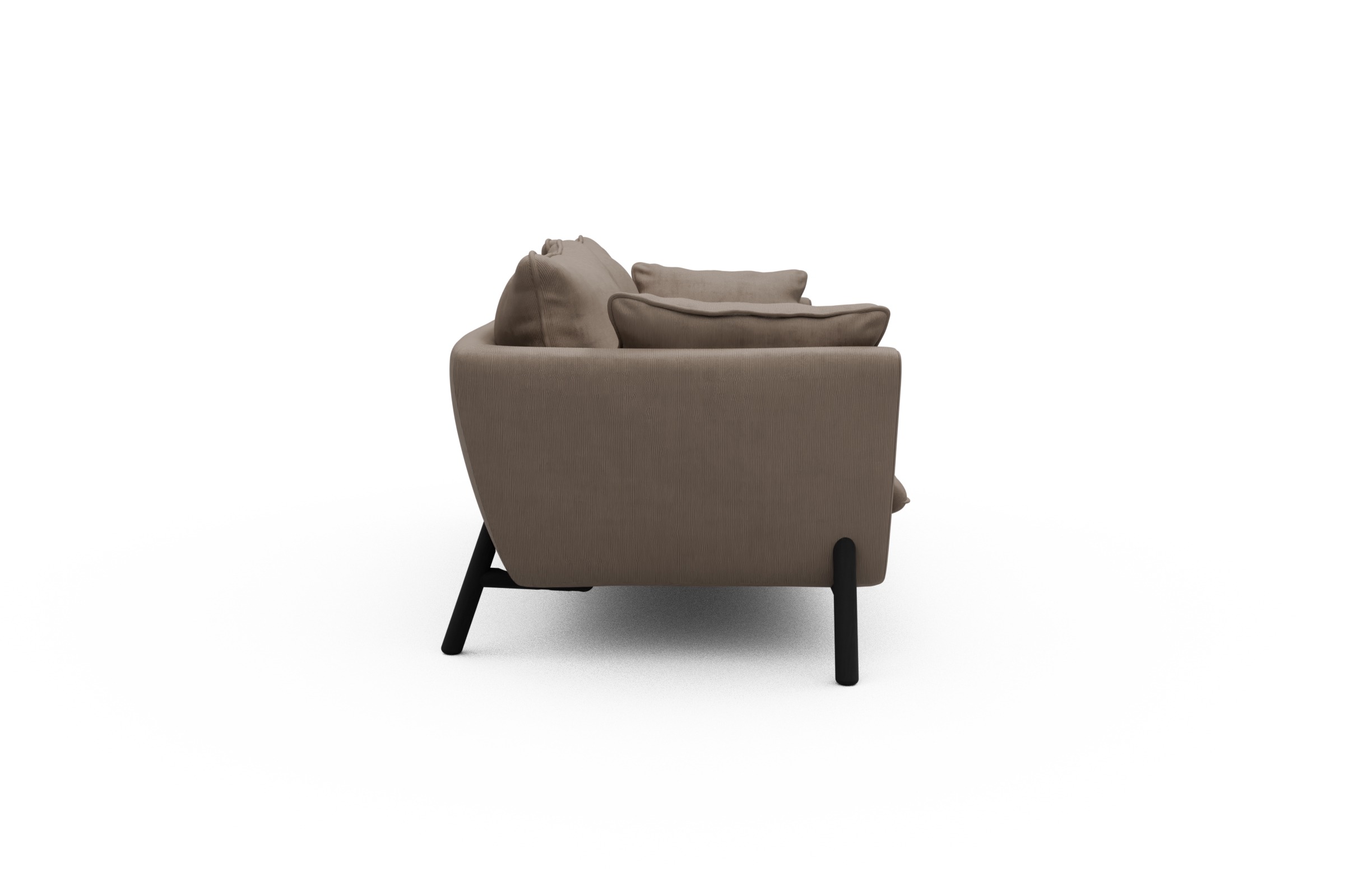 Sofa Emil PREMIUM 3-Sitzer Beinfarbe Eiche Schwarz Cordufine-Beige