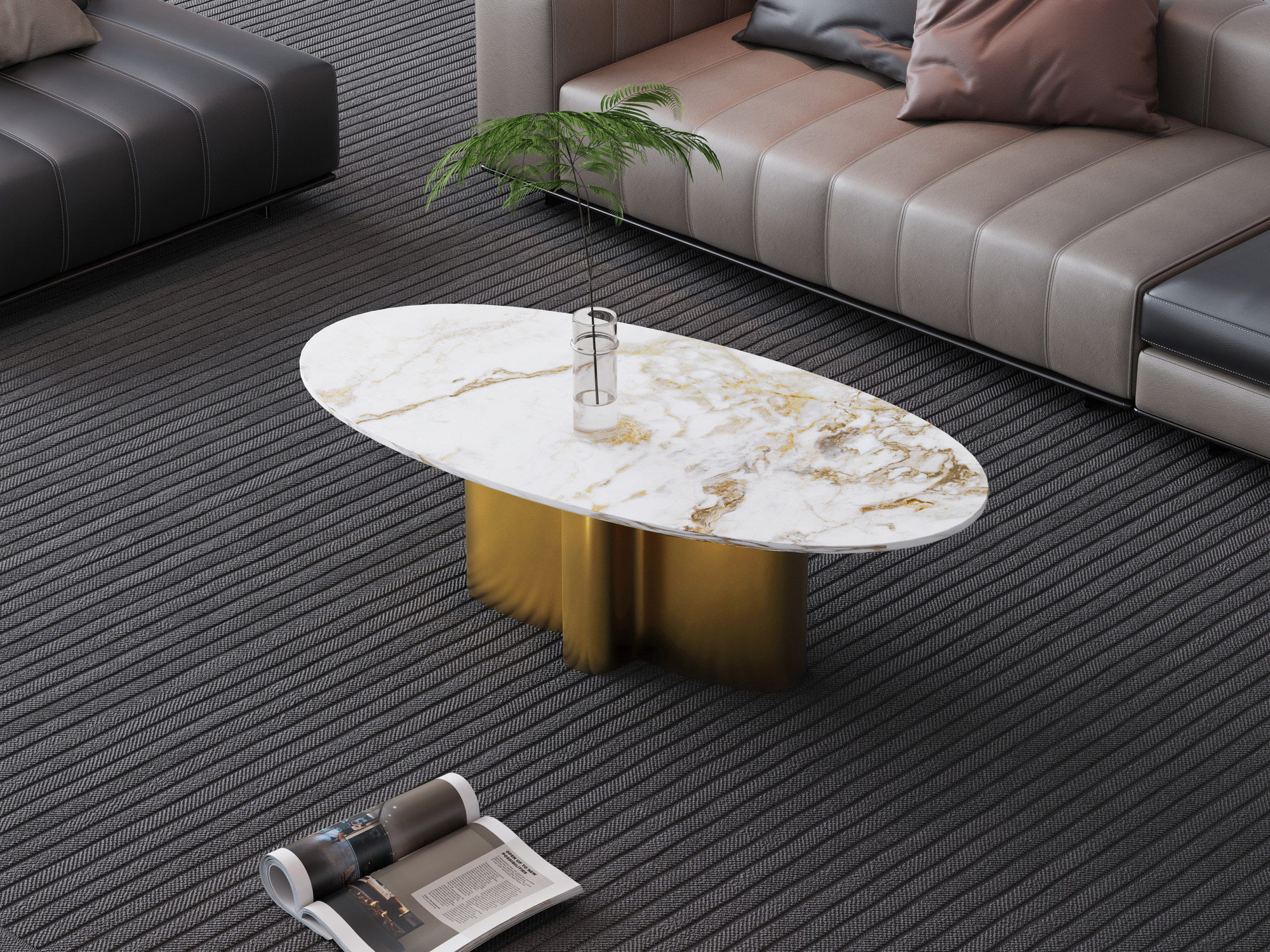 Livin Hill Couchtisch Modig Goldene Beine, weißes Oberteil M59