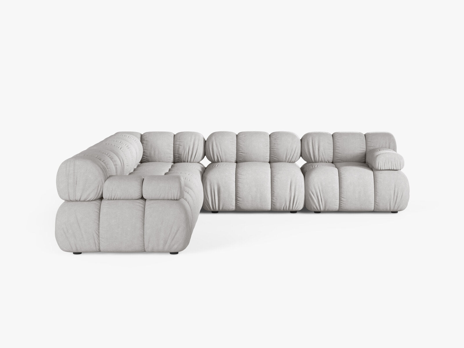 Micadoni Symmetrisches Ecksofa Bellis 5-Sitzer Strukturierter Stoff Liberty Hellgrau