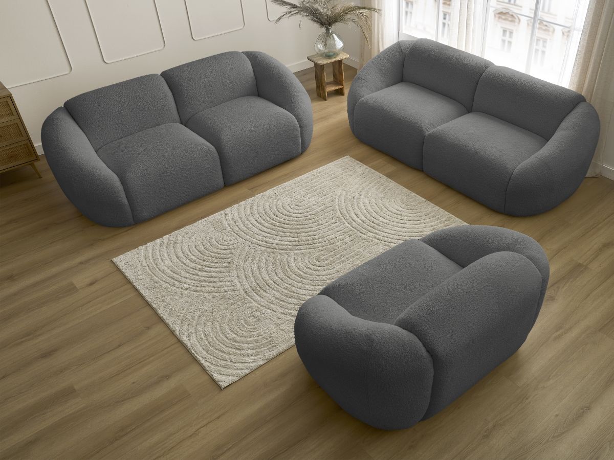 Bobochic Tina Sofa 6-Sitzer Bouclé-Stoff Dunkelgrau