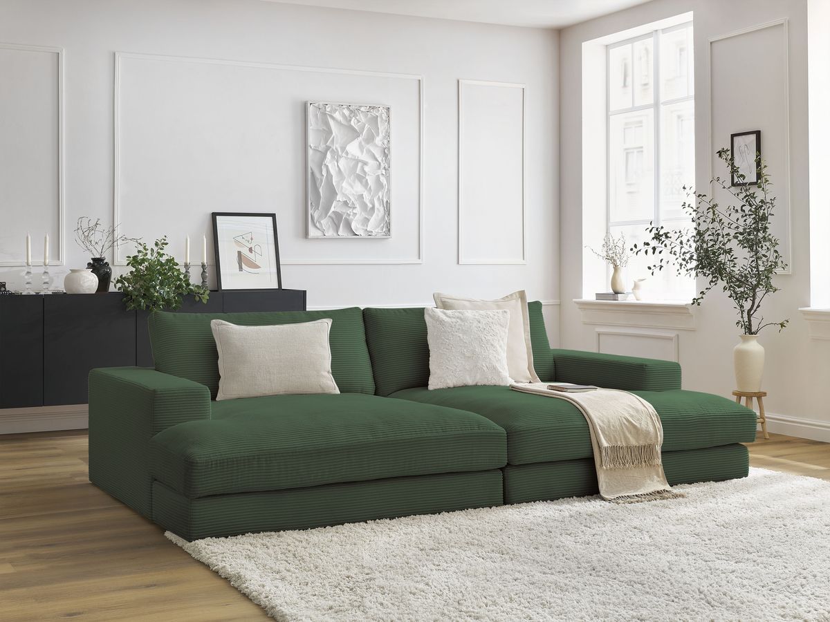Bobochic Leonard Sofa 4-Sitzer 274 × 159 cm Cordsamt Dunkelgrün