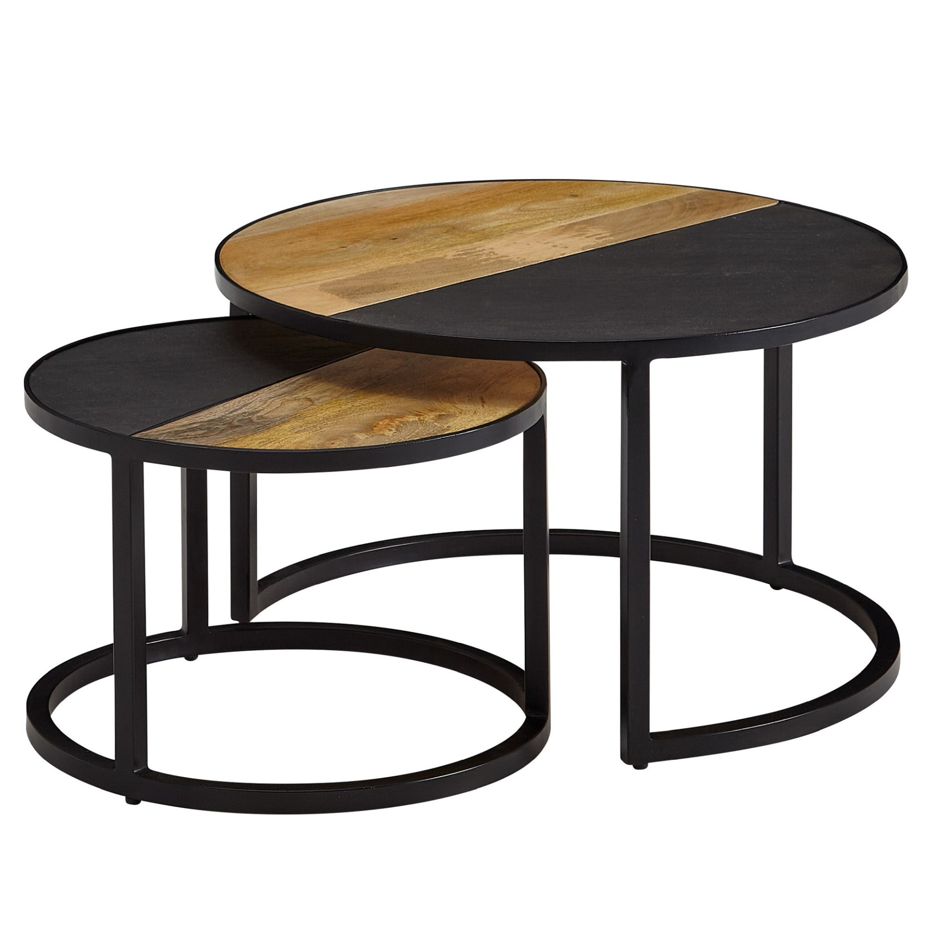 Satztisch 2er-Set Svolvaer Massivholz Schwarz Höhe 36 cm