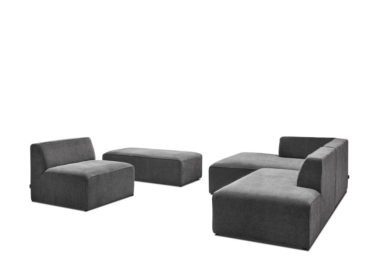 Bobochic Megeve Ecksofa mit Pouf Strukturstoff Dunkelgrau Ecke links