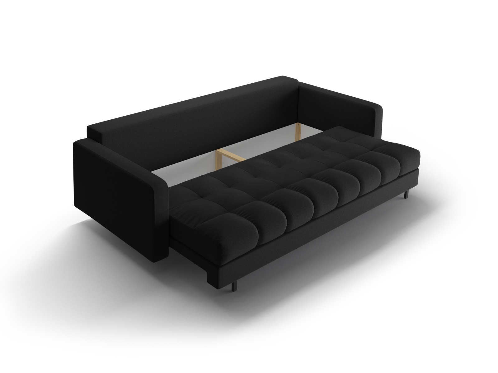 Cosmopolitan Design Schlafsofa Bali 3-Sitzer mit Bettkasten Strukturierter Stoff Neve Schwarz