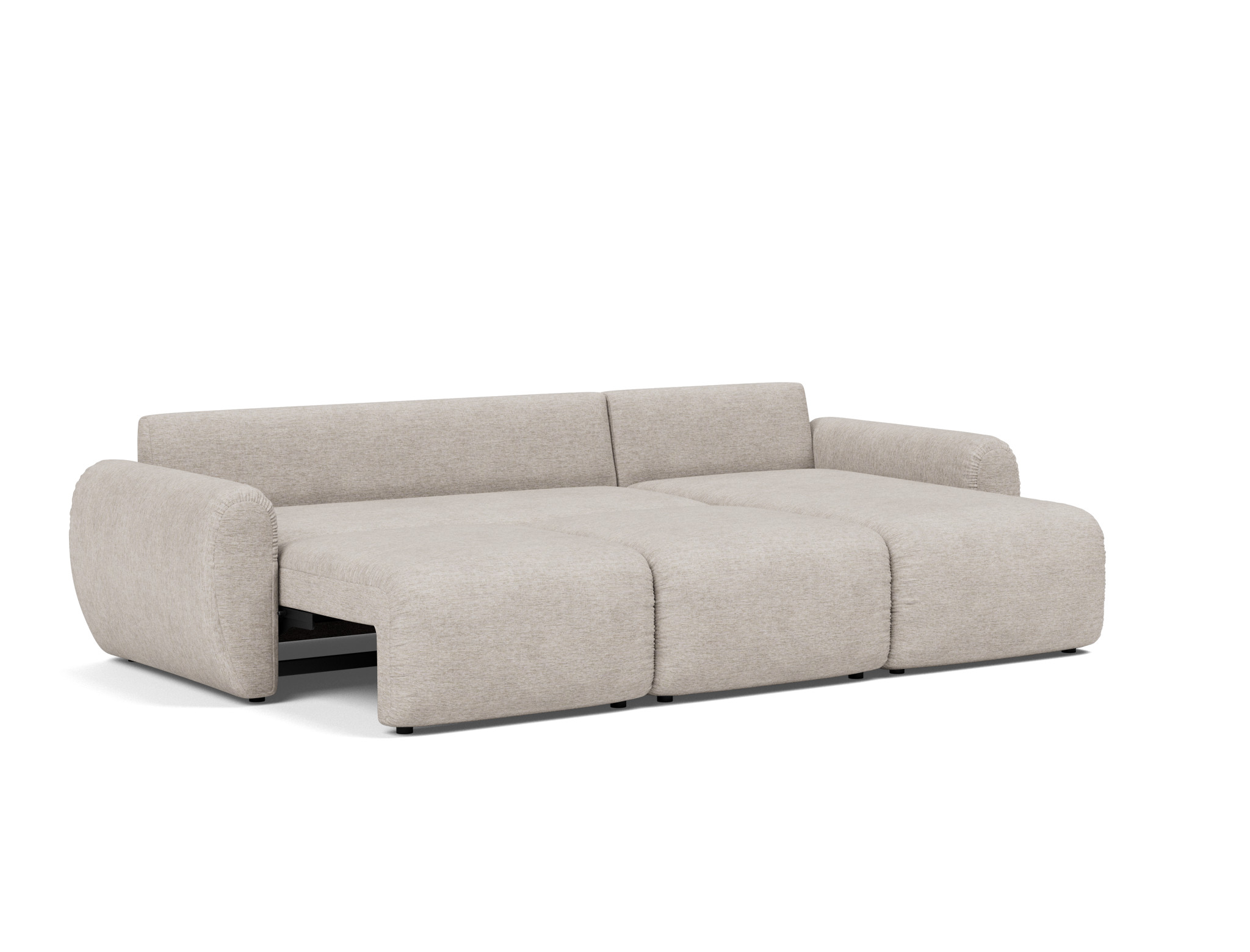 Schlafsofa Norum mit Chaiselongue und Curve-Armlehnen Chenille Yuveno 471-Sand