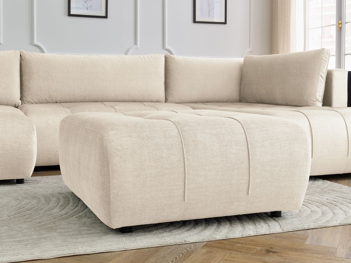 Bobochic Arsene Wohnlandschaft mit Pouf Samt Beige Ecke links