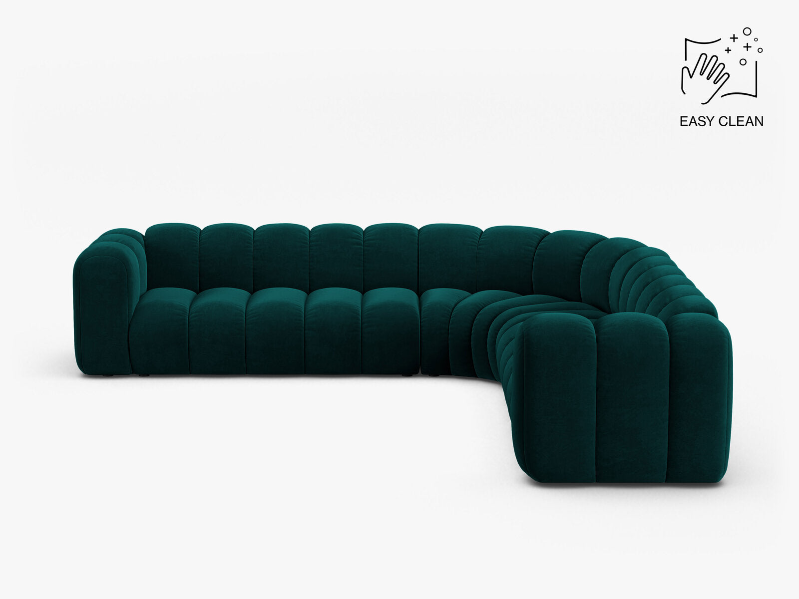 Micadoni symmetrisches Ecksofa Lupine 5-Sitzer  Samt Venus Dunkel Petrol