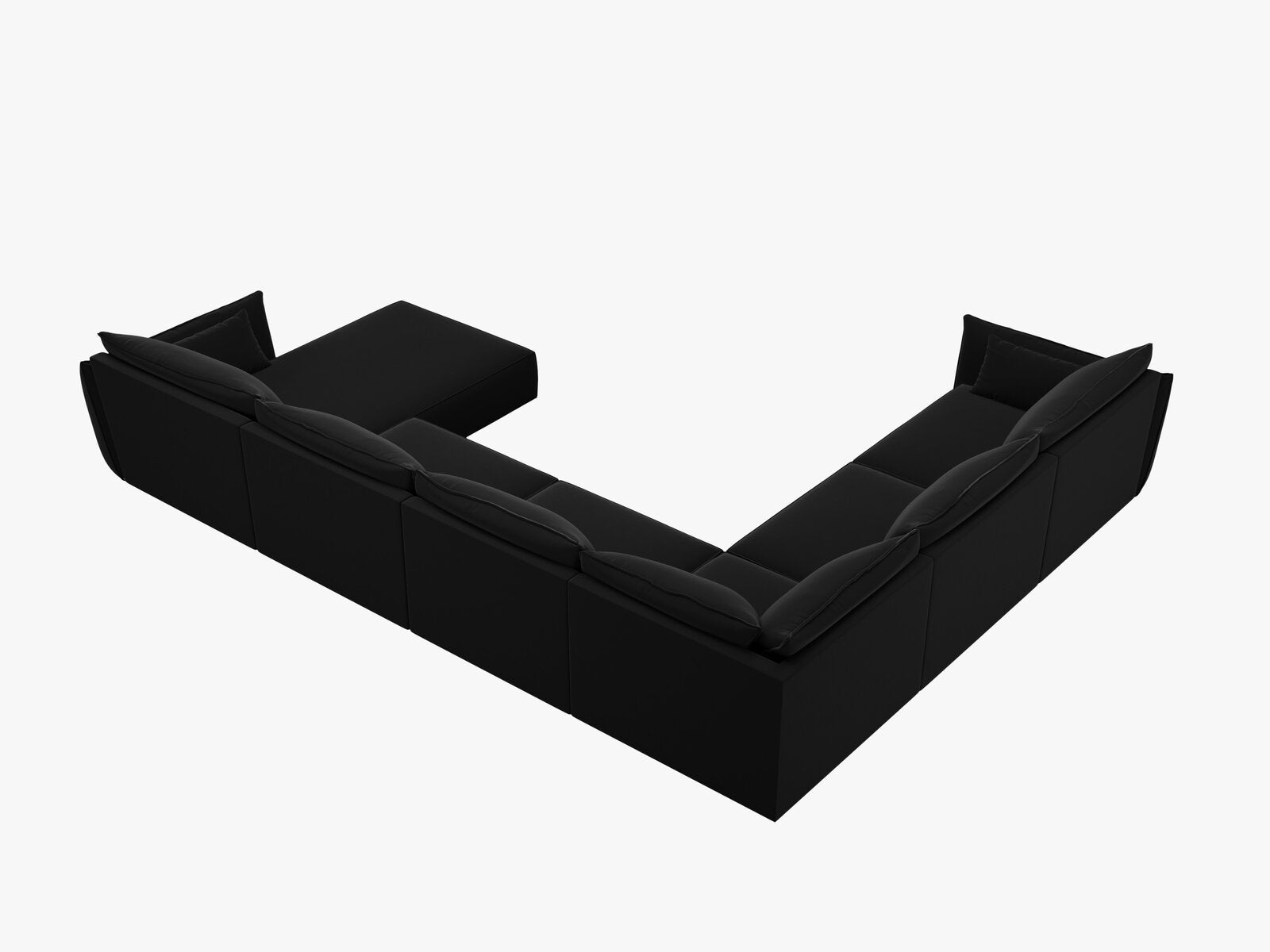 Micadoni Panorama-Ecksofa Kaelle 8-Sitzer Links Samt Bluvel Schwarz