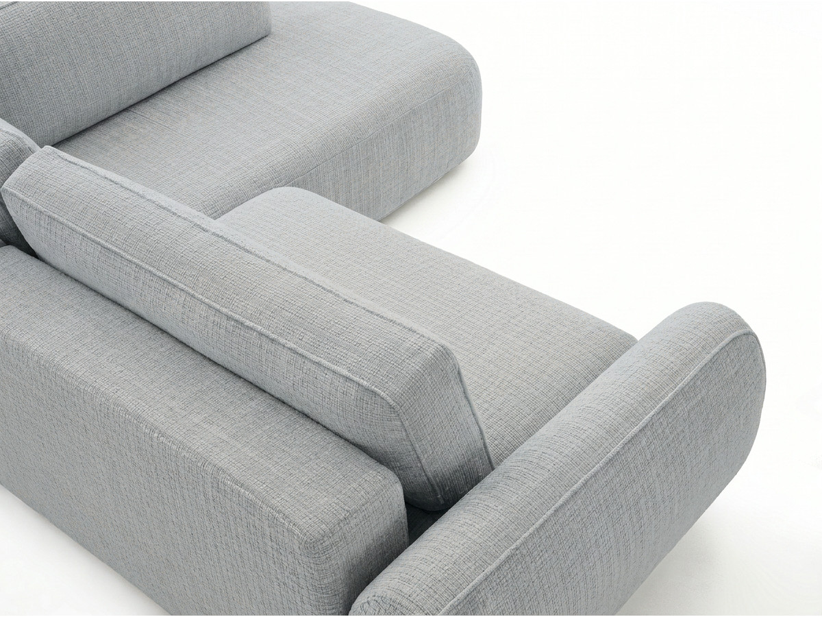 Bobochic Denise Ecksofa mit Schlaffunktion und Bettkasten 256 × 197 cm Strukturstoff Hellgrau Ecke rechts