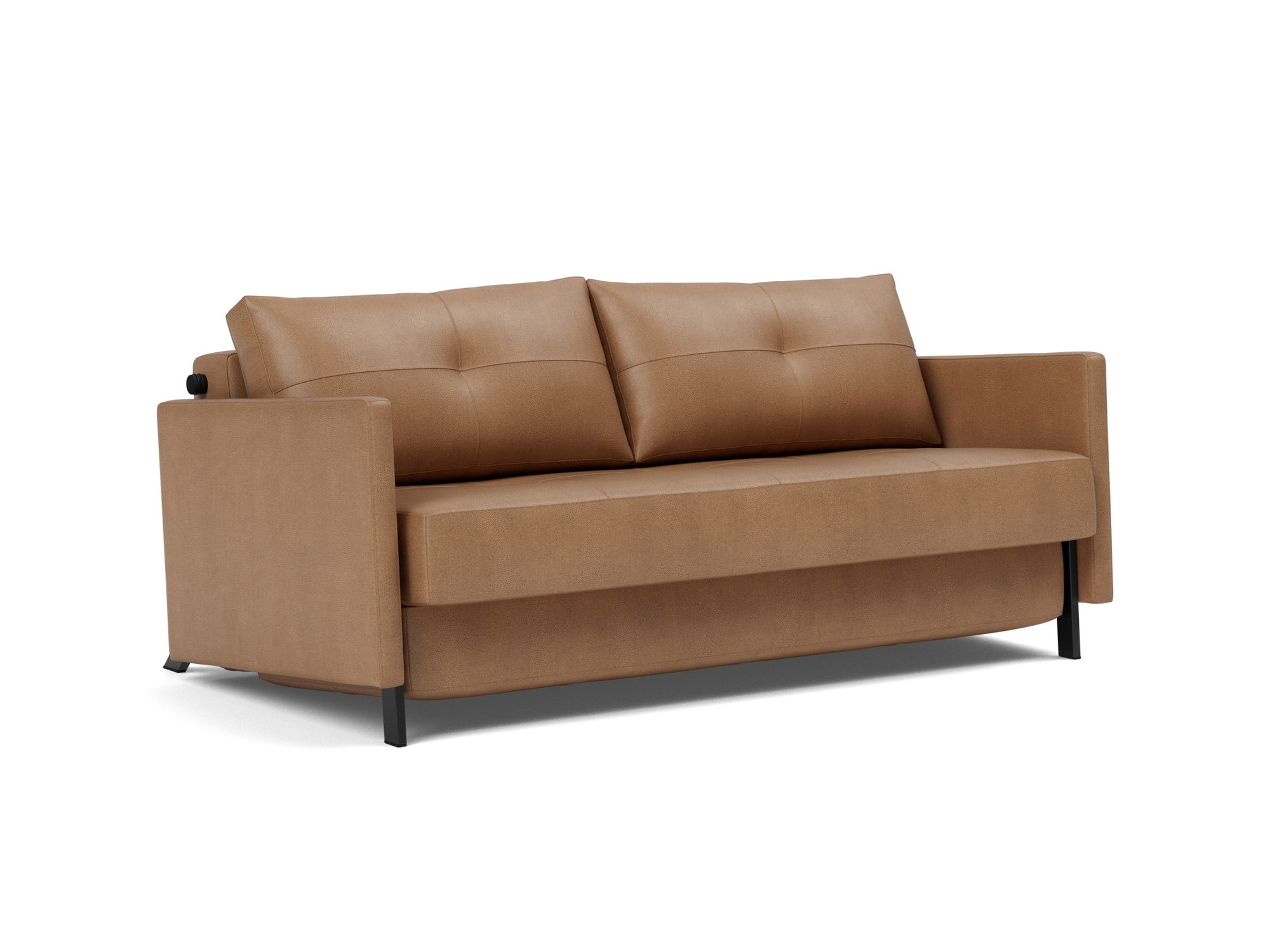 Schlafsofa Cubed mit Armlehnen 160 Lederoptik Faunal 551-Brown