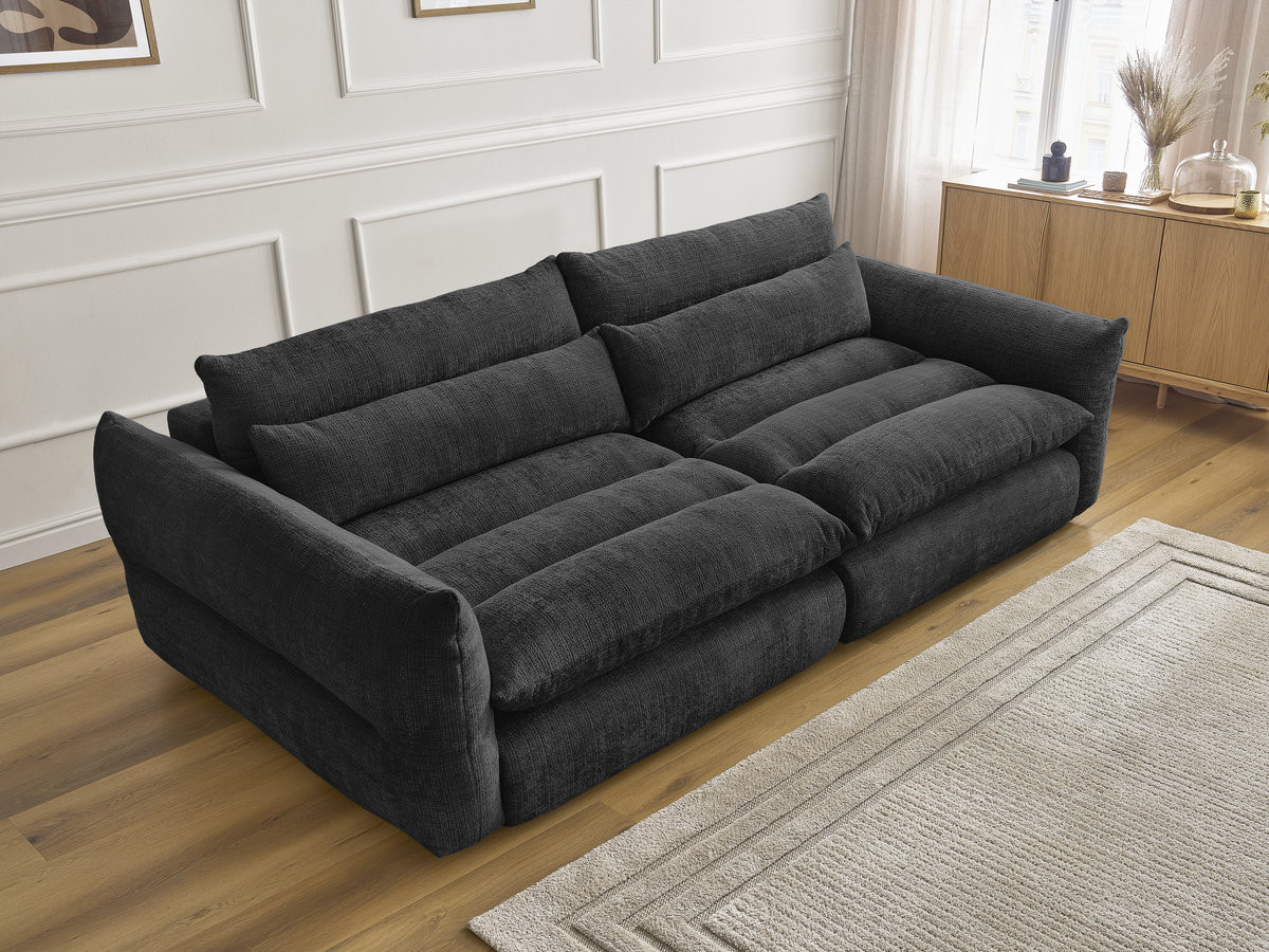Bobochic Neil Sofa 3-Sitzer Strukturstoff Schwarz