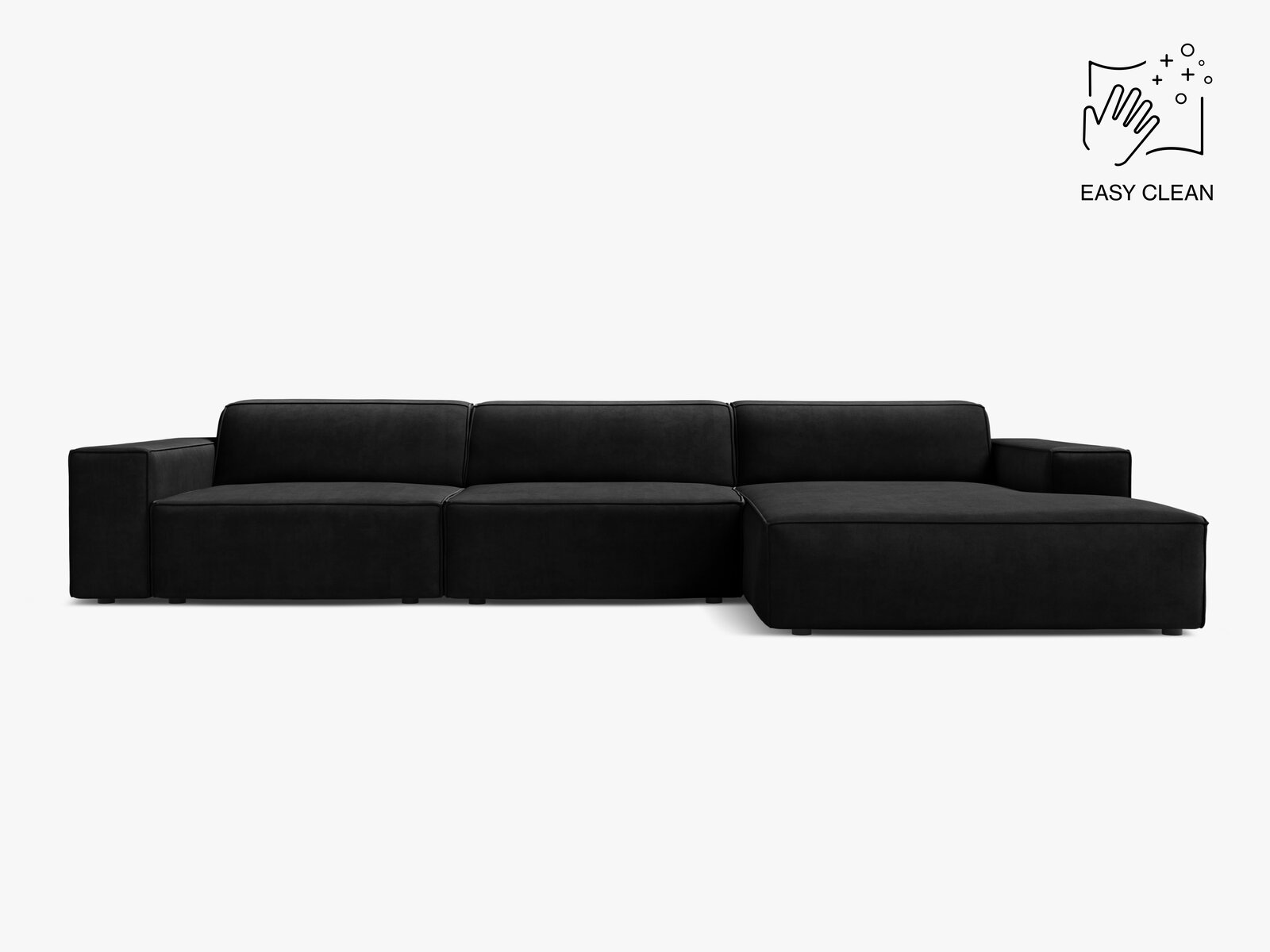Micadoni Ecksofa Jodie 4-Sitzer Rechts Samt Venus Schwarz
