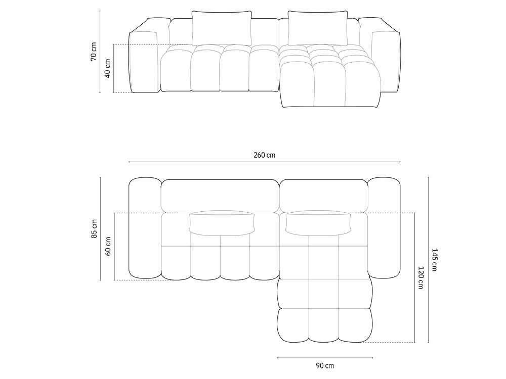 Cosmopolitan Design Ecksofa Verona 3-Sitzer Strukturierter Stoff Sorella Beige Rechts