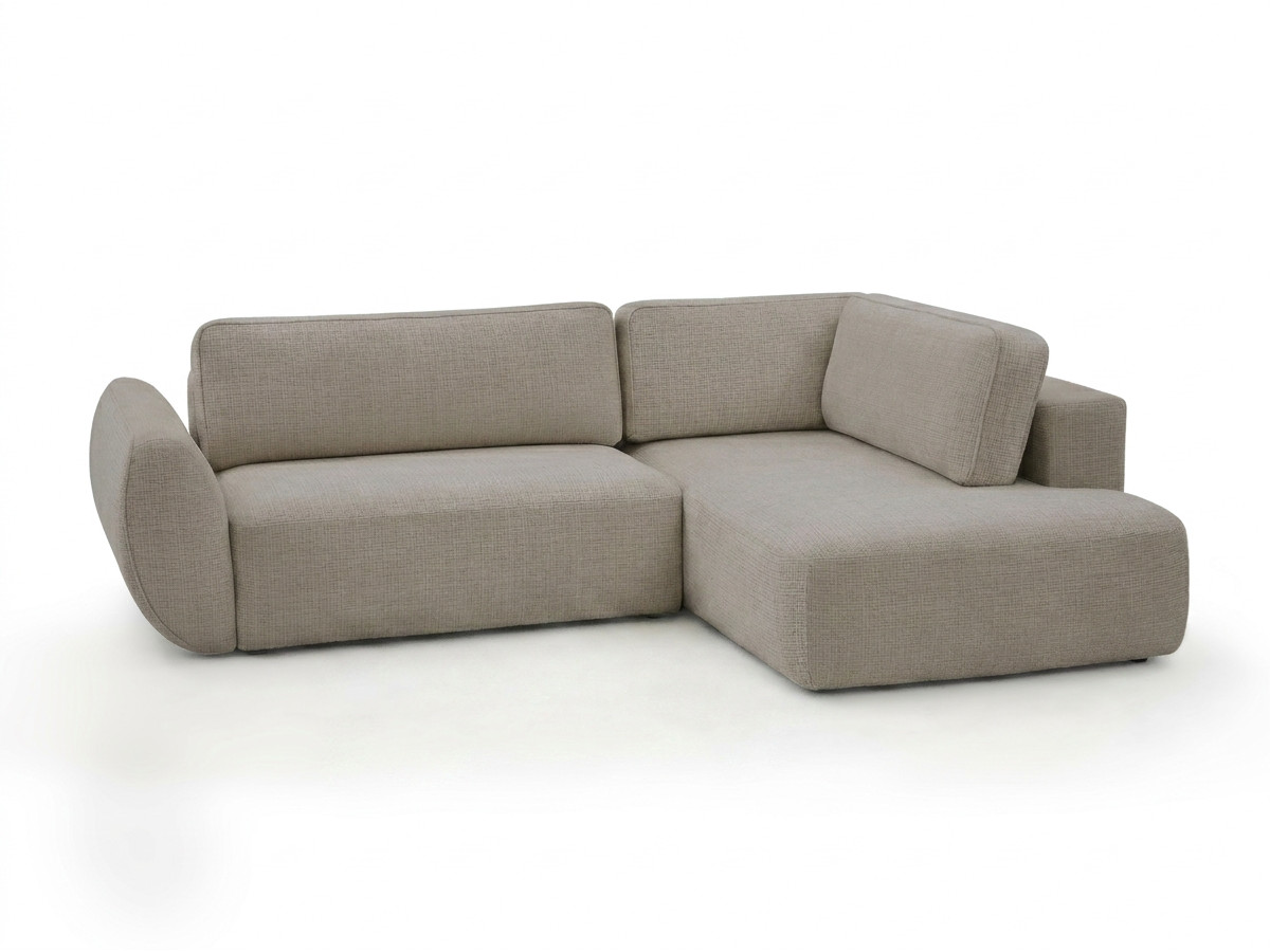 Bobochic Denise Ecksofa mit Schlaffunktion und Bettkasten 256 × 197 cm Strukturstoff Taupe Ecke rechts