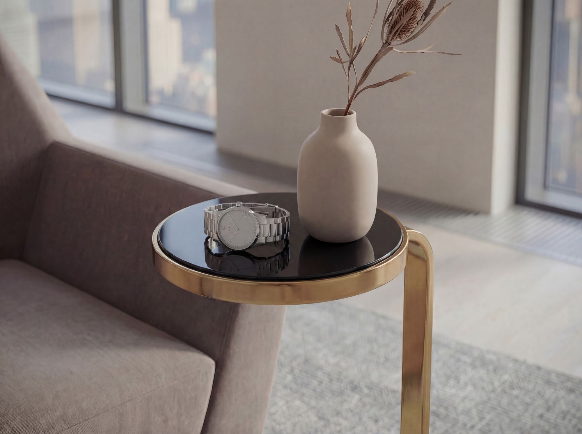 Beistelltisch Salangen Marmor Gold Ø 26 cm