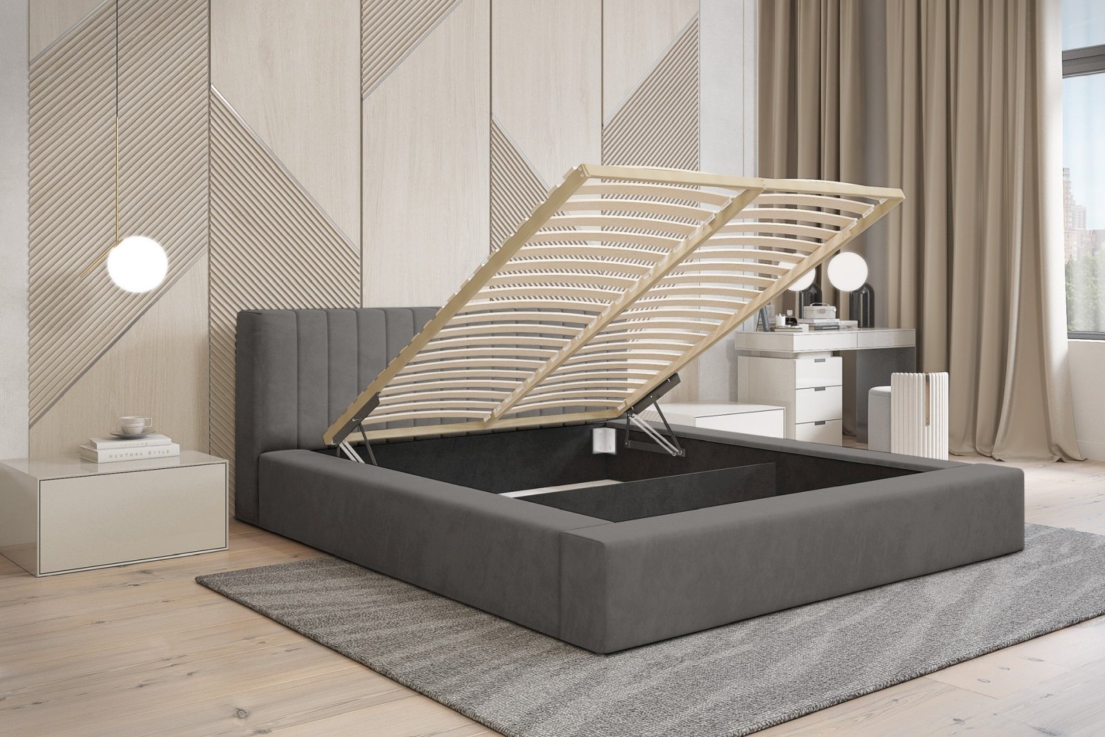 Polsterbett Carno Chenille 140x200 mit Holzrahmen Ditra-New 14