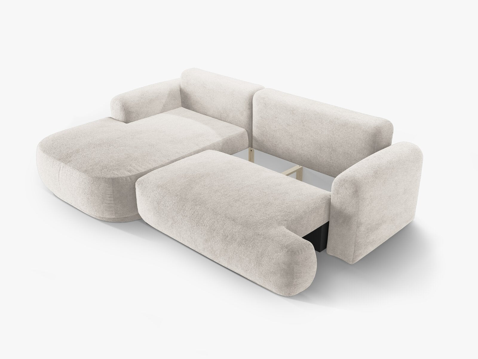 Micadoni Ella Ecksofa 5-Sitzer mit Schlaffunktion Links Strukturierter Stoff Sorella Beige