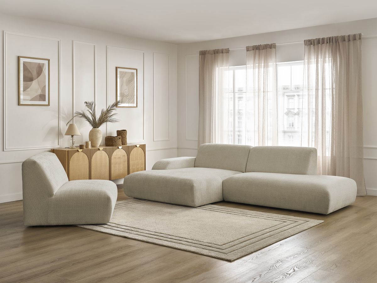 Bobochic Sirius Ecksofa 405 × 170 cm Strukturstoff Beige Ecke links