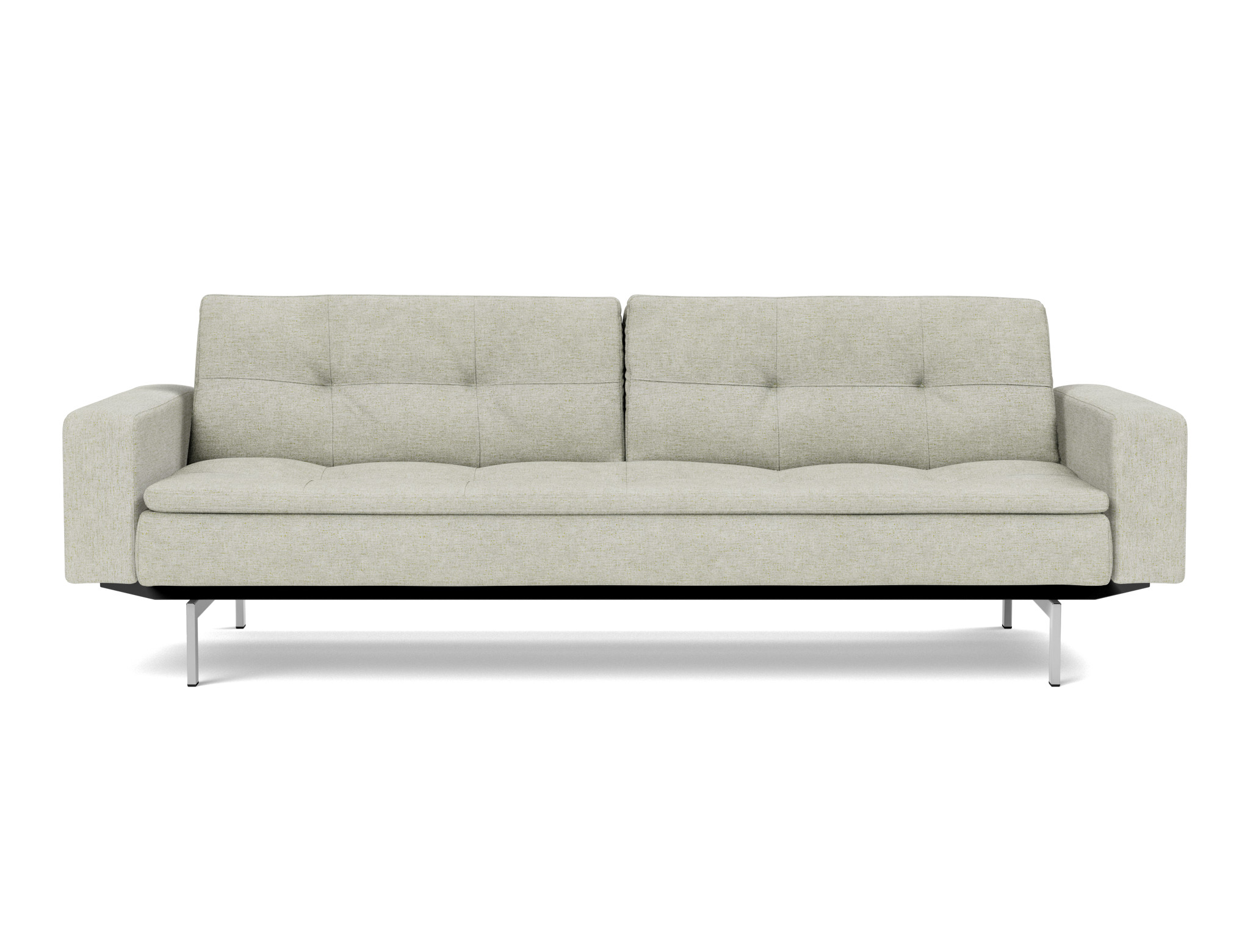 Schlafsofa Dublexo mit Armlehnen Flachgewebe Avella 280-Sand Beine Chrom