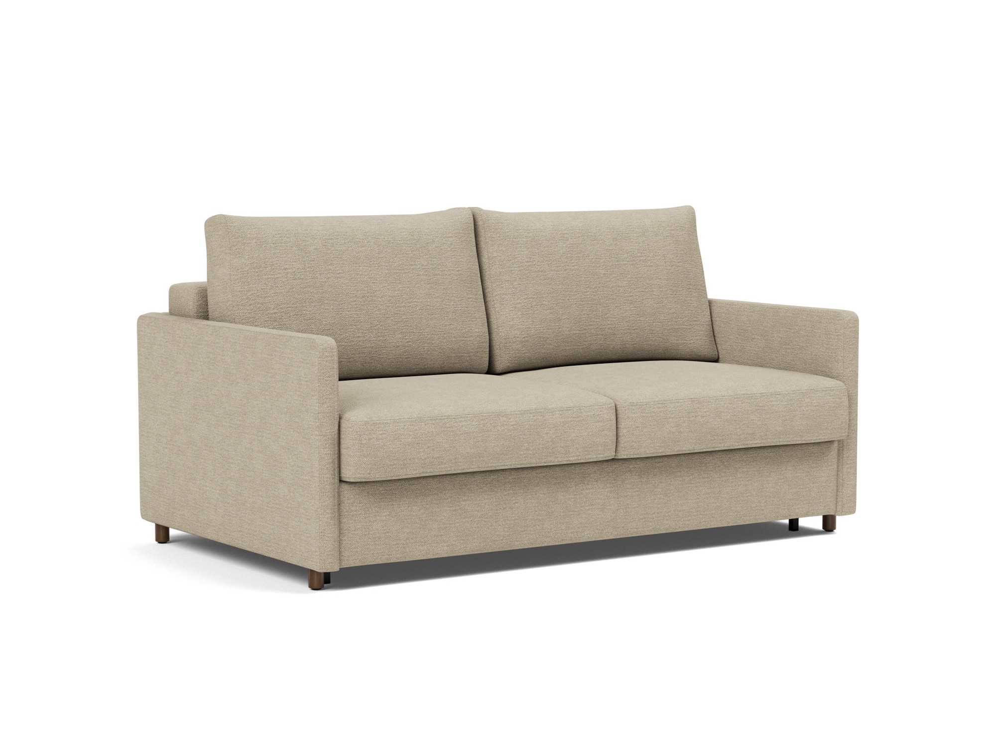 Schlafsofa Neah mit Slim-Armlehnen 160 Strukturierter Stoff Taura 356-Sand