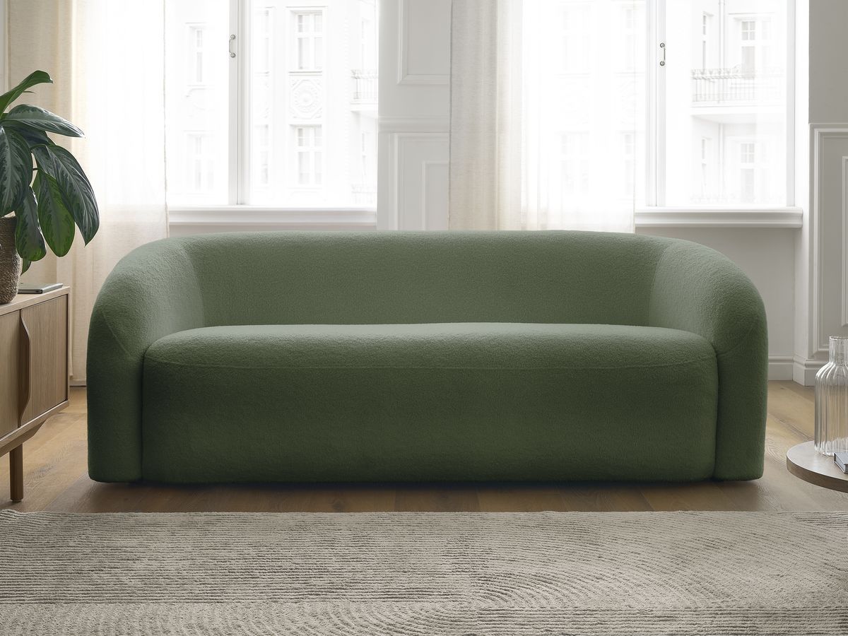 Bobochic Elina Sofa 3-Sitzer Bouclé-Stoff Grün