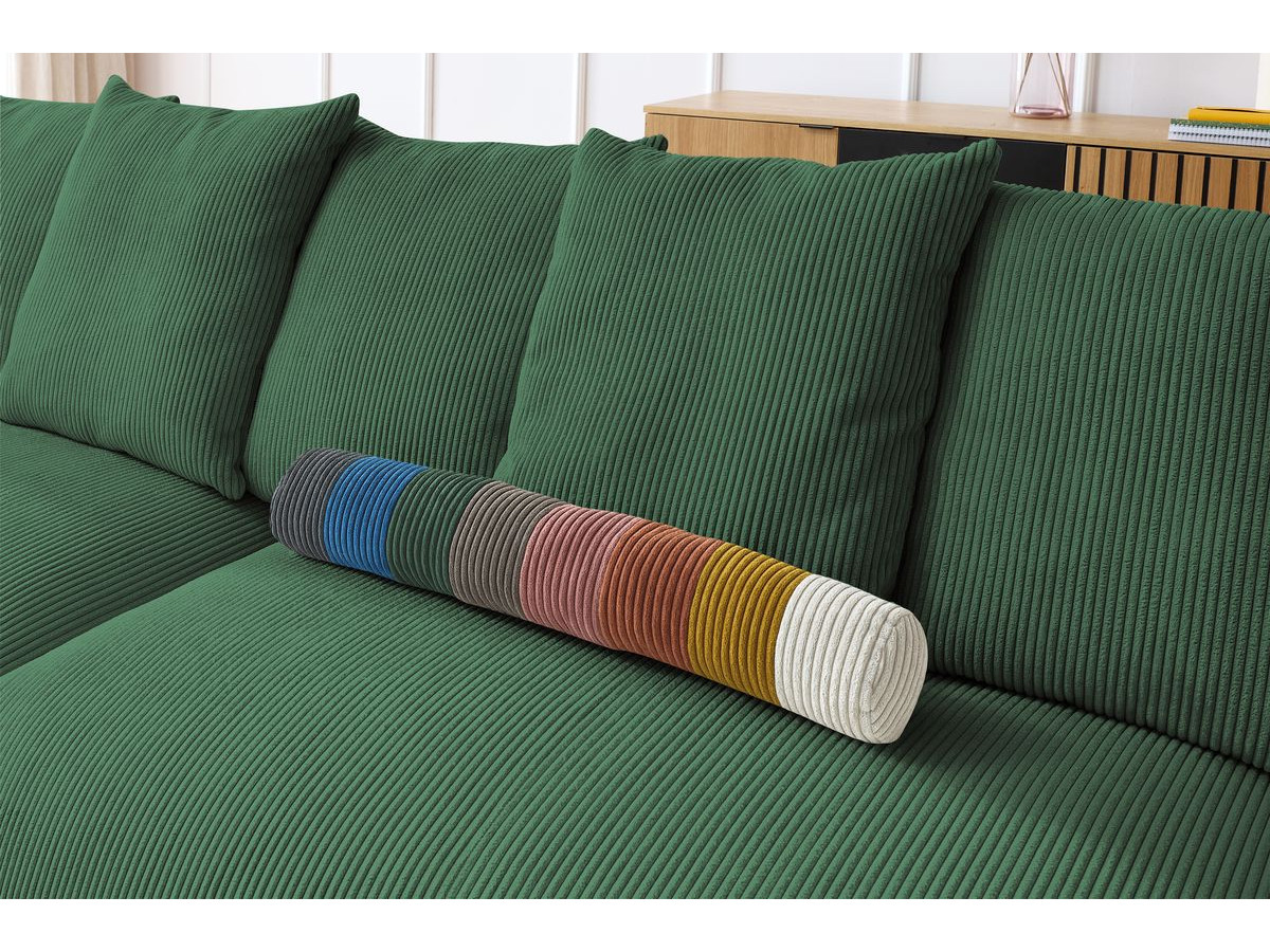 Bobochic Voltaire Ecksofa mit Pouf 322 × 268 cm Cordsamt Grün Ecke rechts