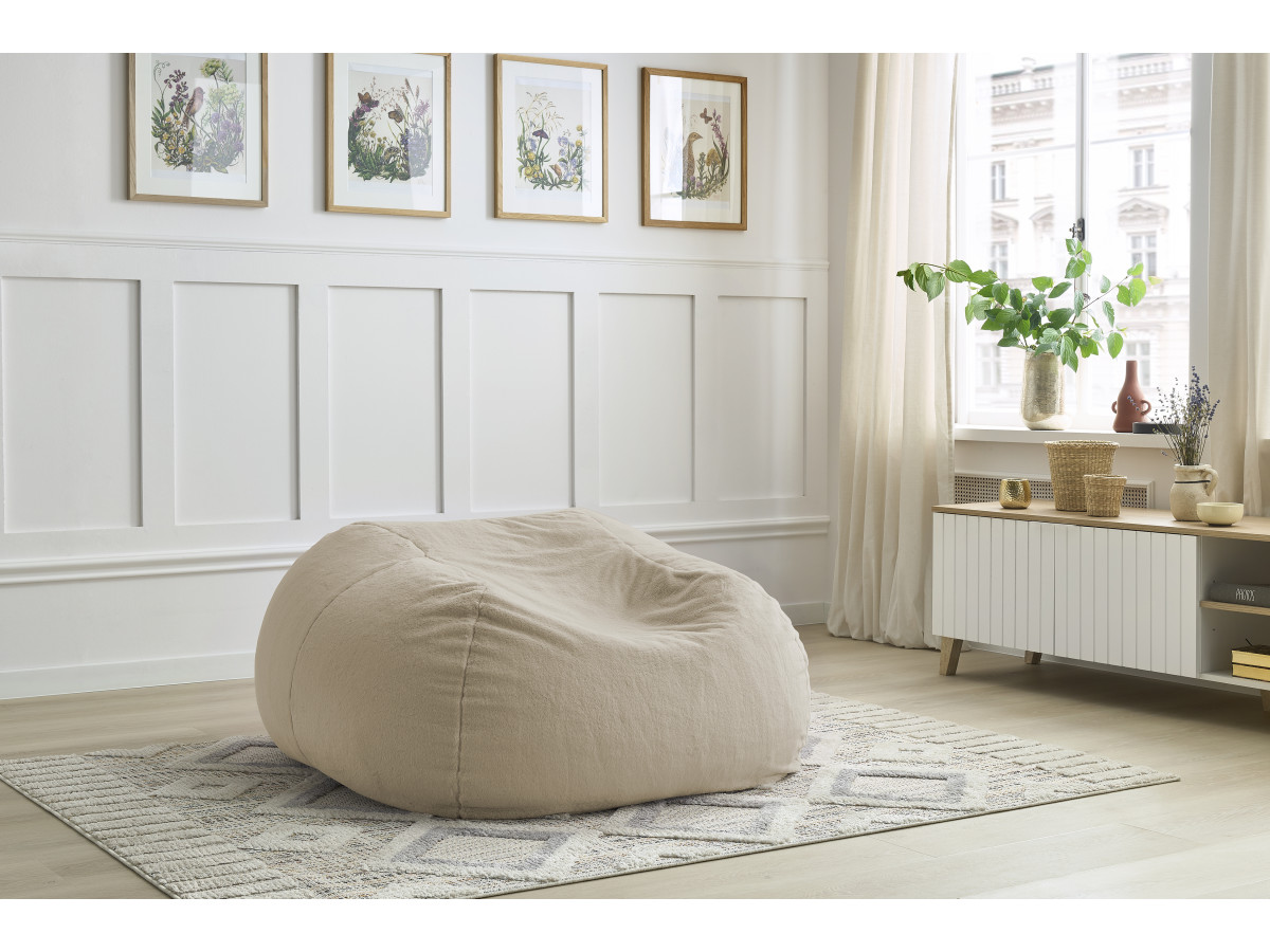 Bobochic Meribel Pouf Kunstfell Beige