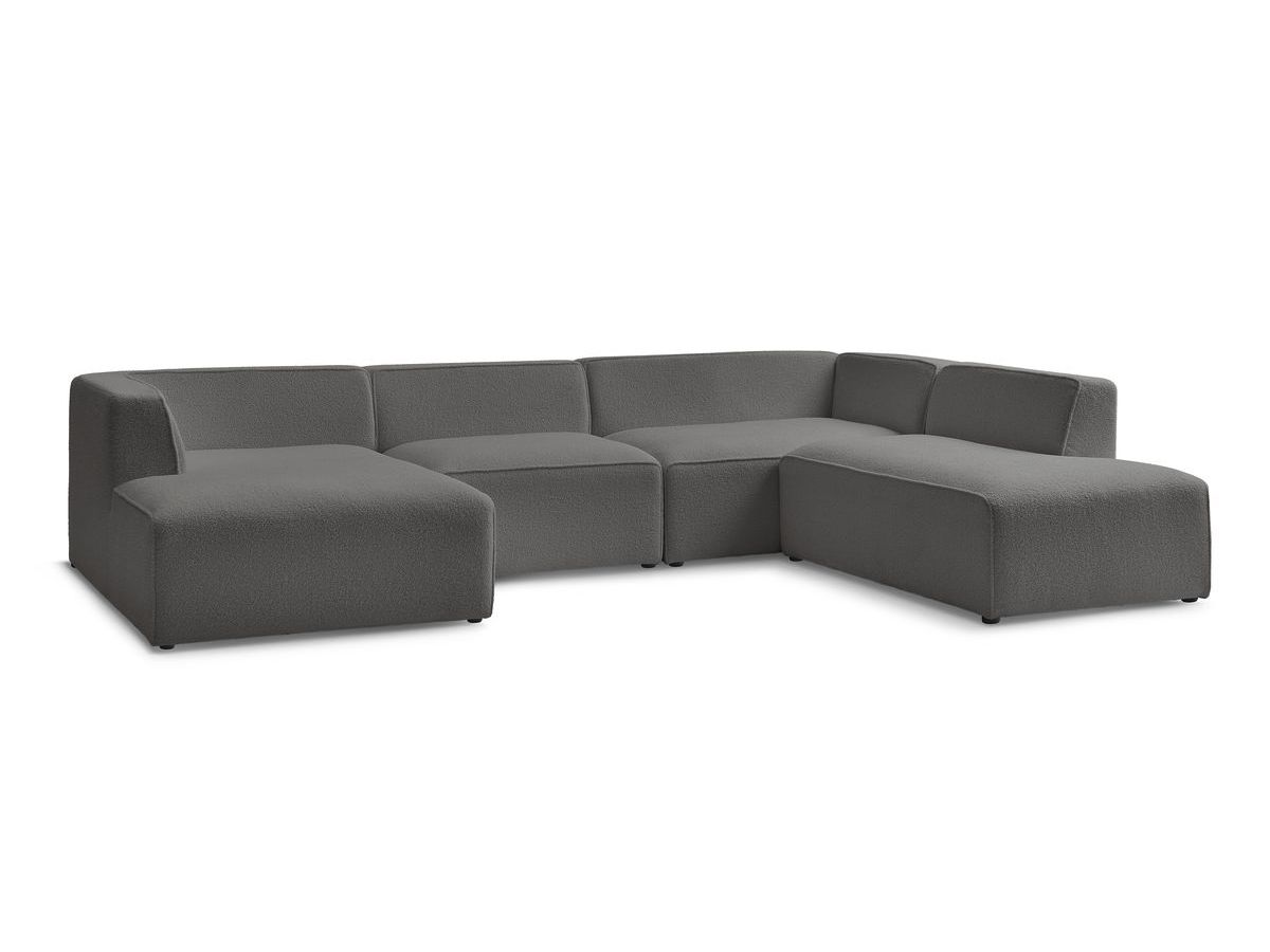 Bobochic Megeve Wohnlandschaft Bouclé-Stoff Dunkelgrau Ecke links