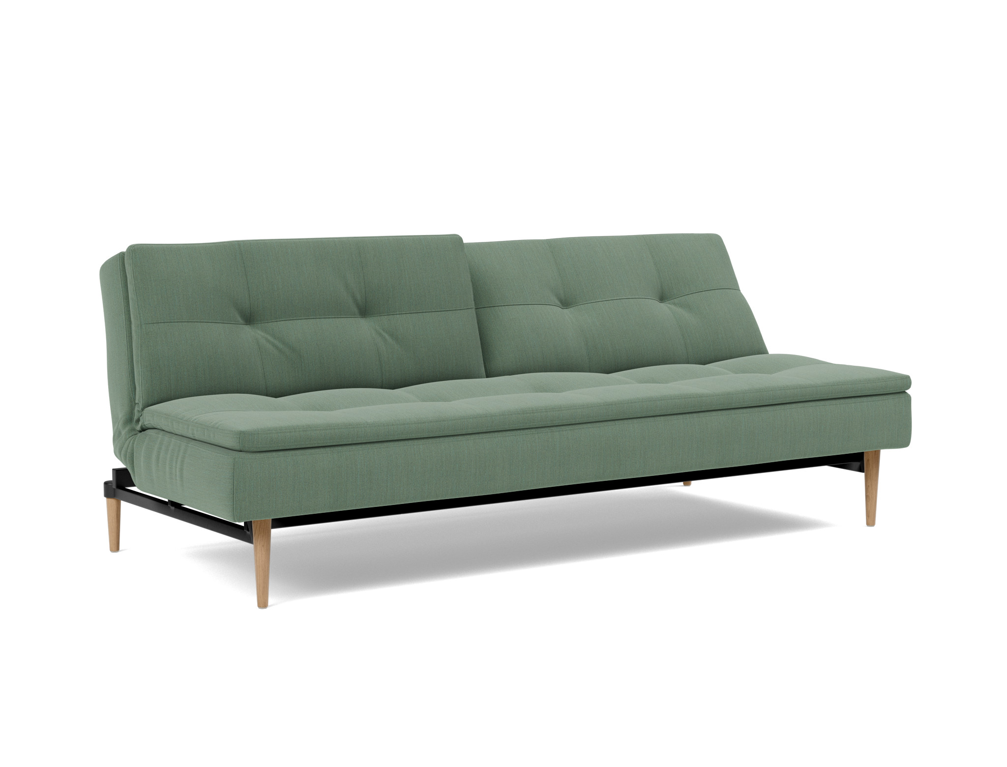Schlafsofa Dublexo Flachgewebe Elegance 518-Green Beine Styletto Eiche hell