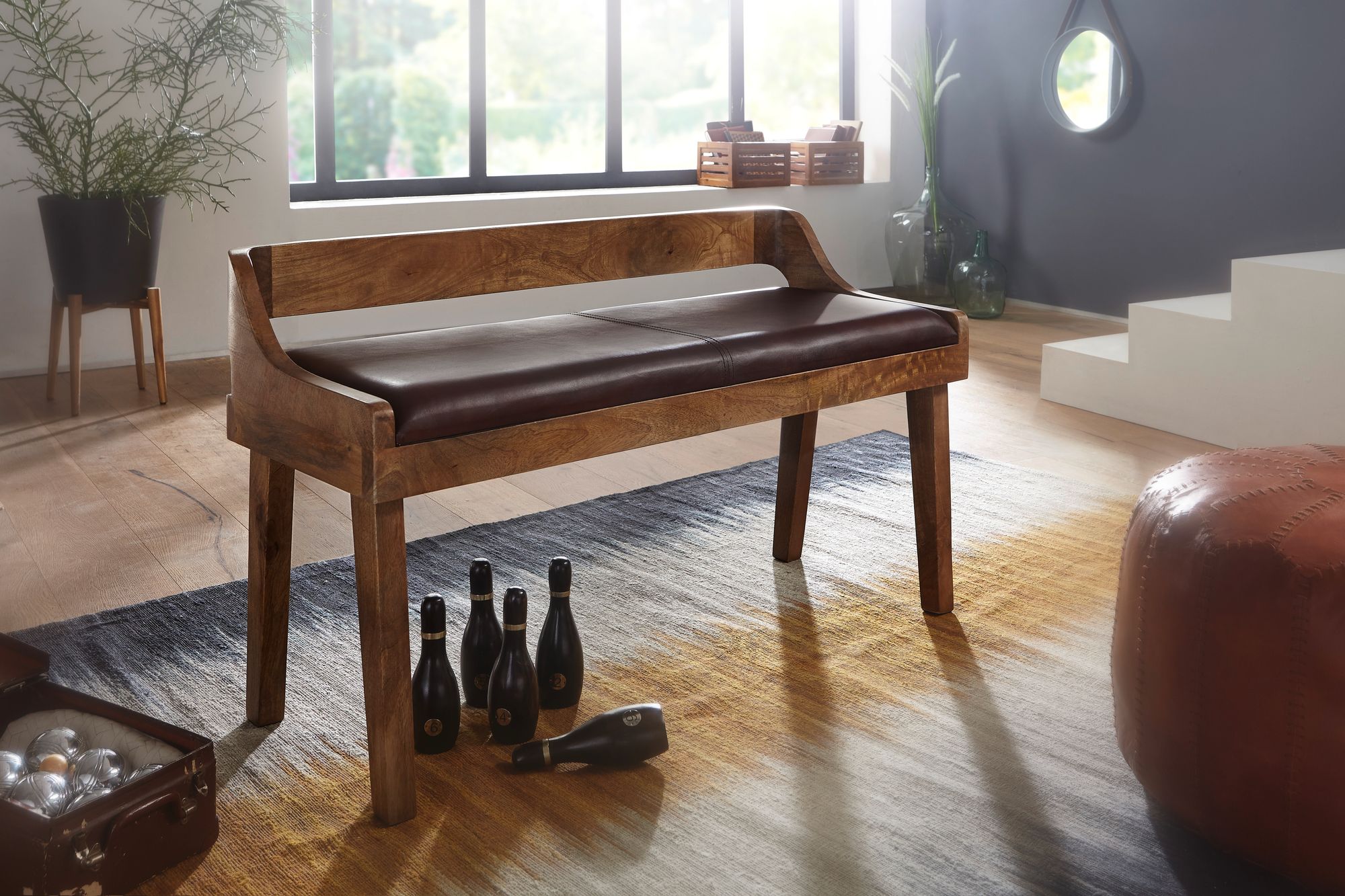 Sitzbank Terndrup Echtleder Mango 108 × 43 × 63 cm