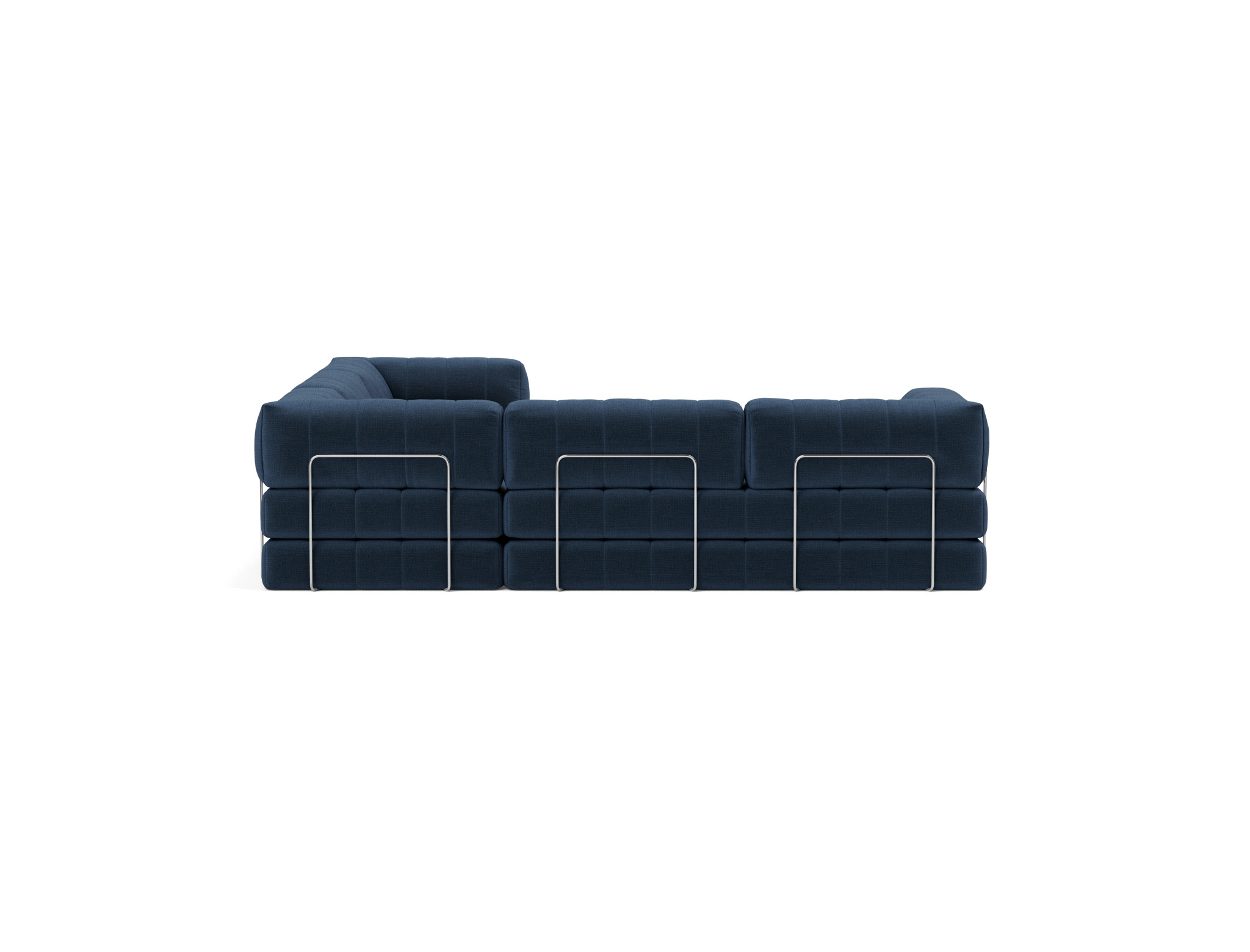 Eck-Schlafsofa CozyPad mit Armlehnen Chenille Esina 414-Indigo-Blue