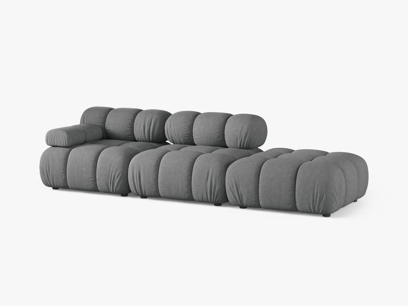 Micadoni Modulares Sofa Bellis 4-Sitzer Rechts Strukturierter Stoff Liberty Grau