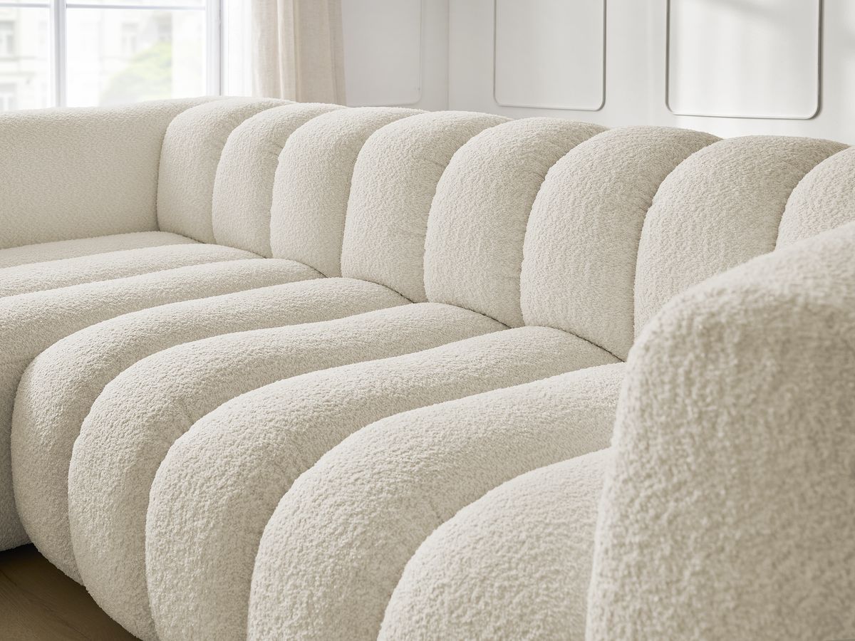 Bobochic Talia Ecksofa Bouclé-Stoff Beige Ecke links