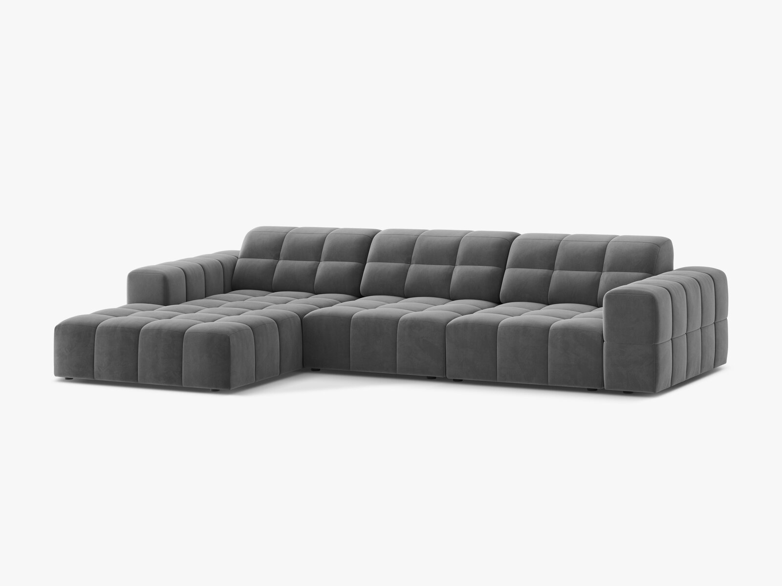 Micadoni Ecksofa Jennifer 4-Sitzer Links Samt Venus Hellgrau